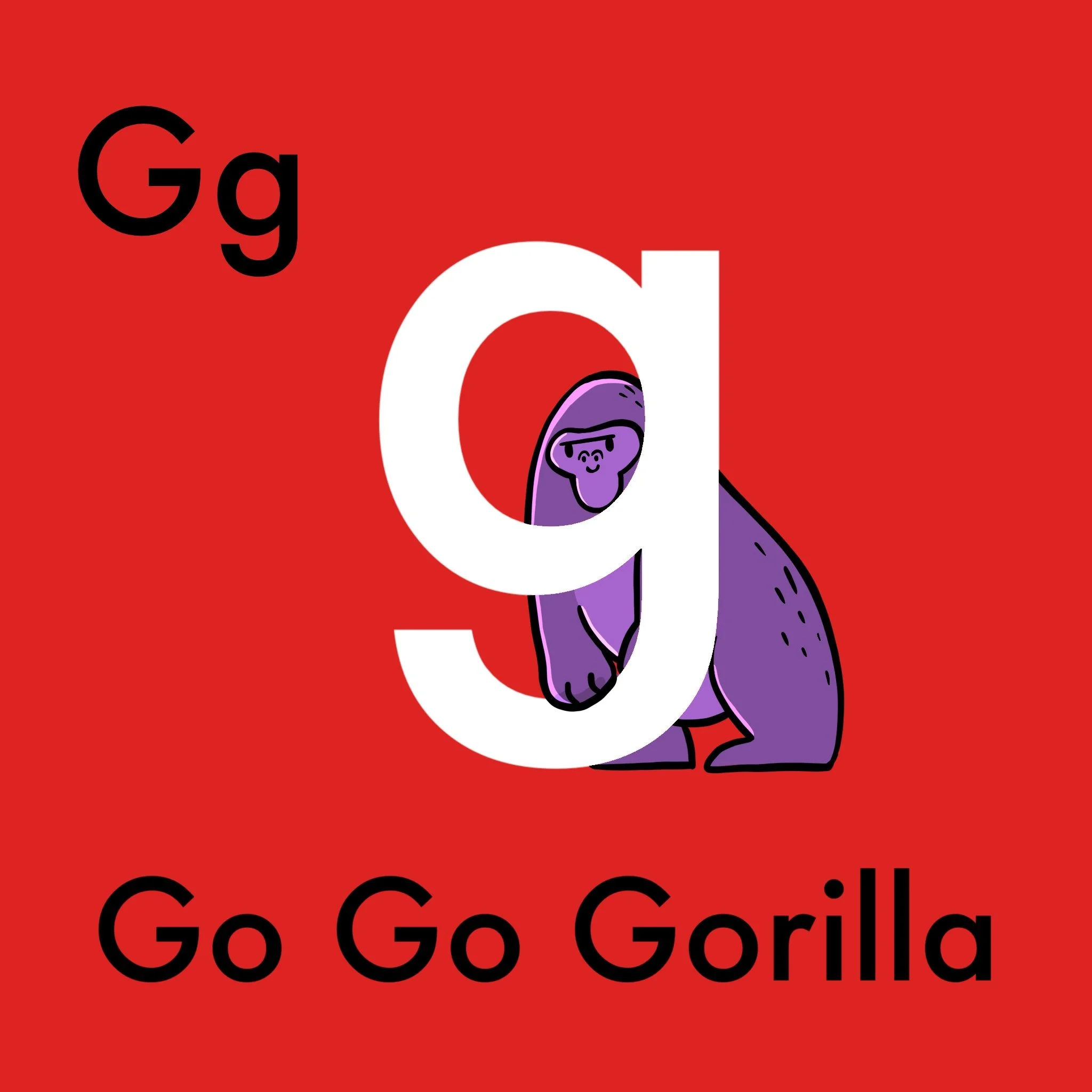 Say hello to Go-Go Gorilla, the grand and graceful gorilla! Go-Go's glossy, glistening fur glows in the golden sunlight. Go-Go loves to giggle and gobble up delicious green leaves. 