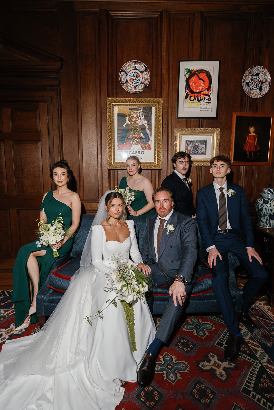 Modern portrait Bridal Party at Hotham Hall Estate wedding 
