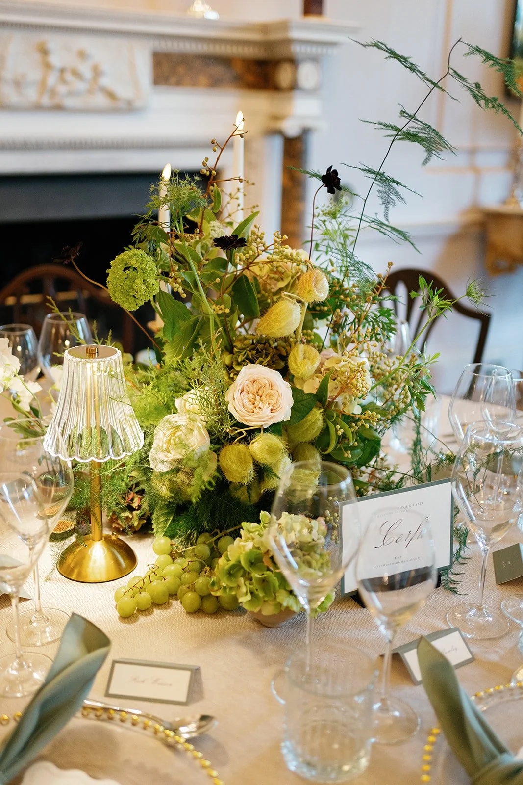 Table decor at Hotham Hall Estate