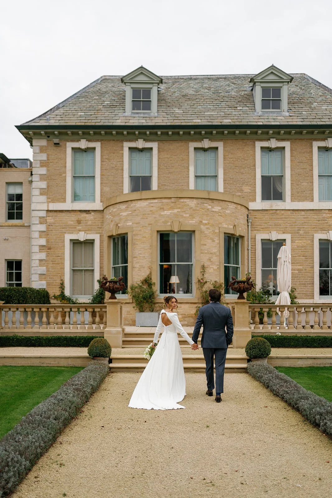 Bride and groom at Hotham Hall Estate