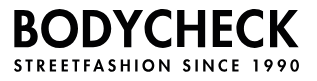 Schriftzug mit 'BODYCHECK STREETFASHION SINCE 1990'