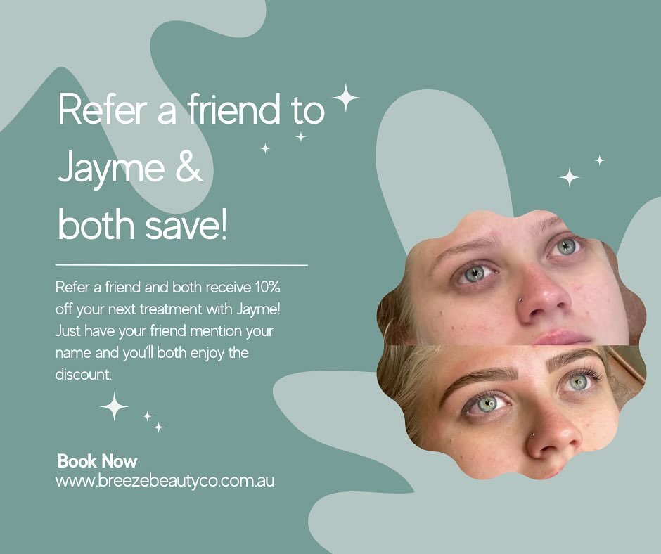 ✨ Introducing our Referral Program! ✨ Love your brow, lash, waxing and tanning experience with us? Share with your friends! For every friend you refer, you&rsquo;ll both enjoy 10% off your next service with Jayme! 

Because good things are better whe