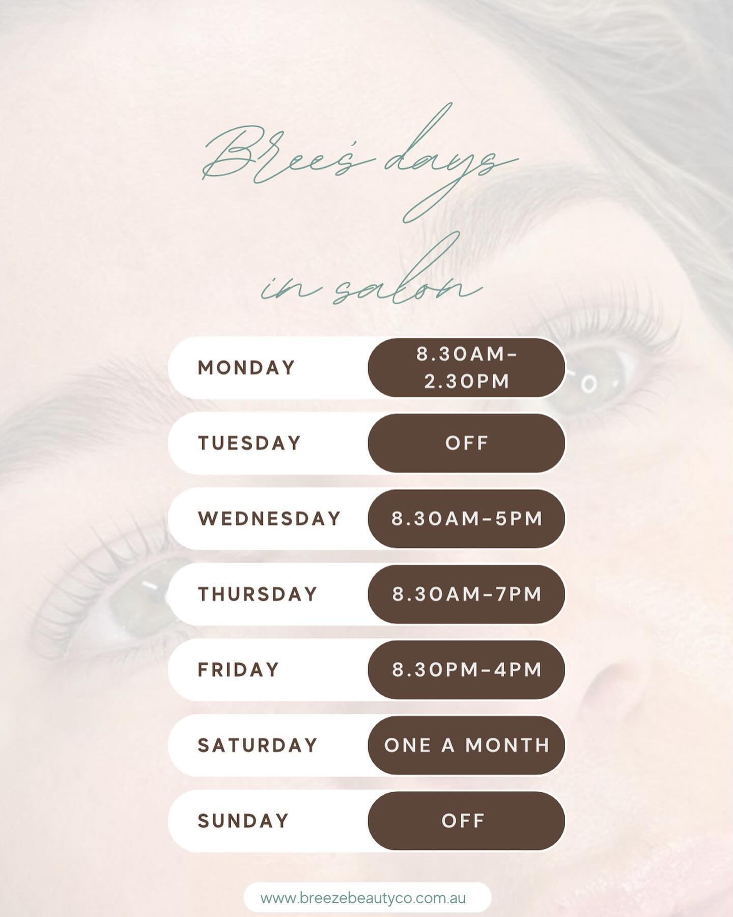 Salon hours update 🤎