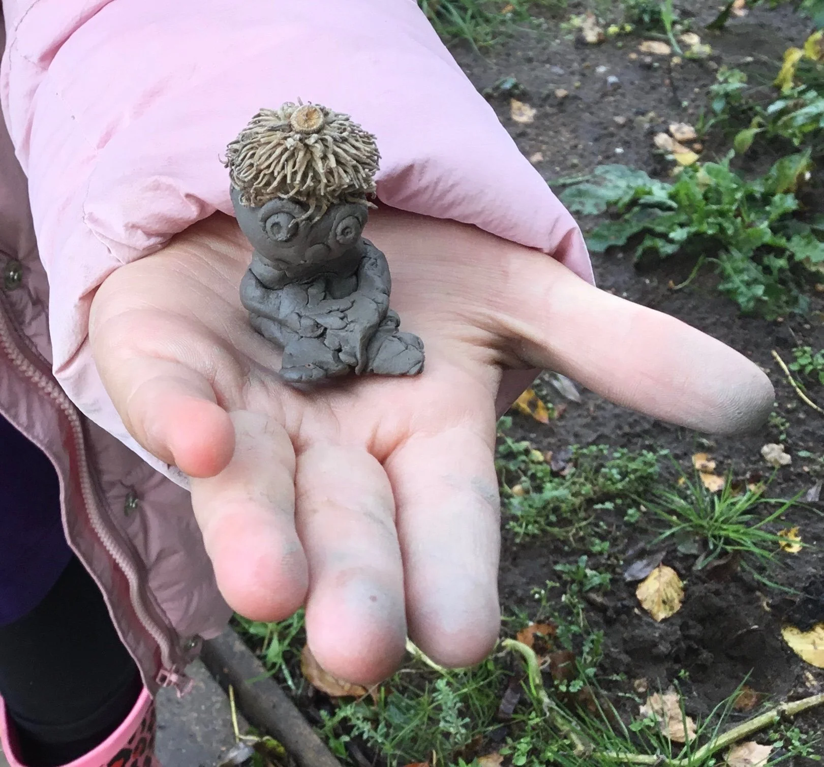 clay figure made at forest school