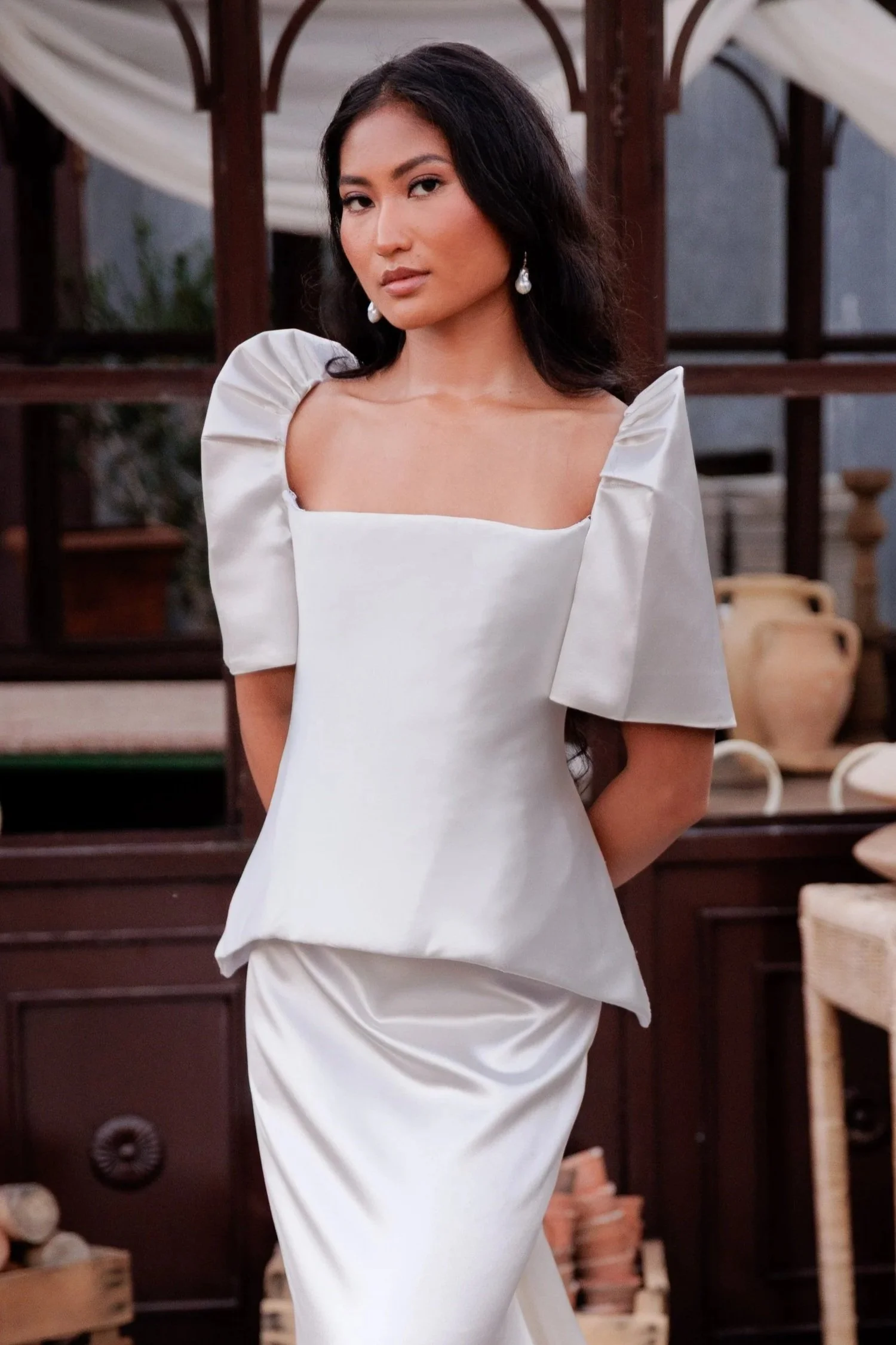 Candida Corset in Silk Crepe Back Satin