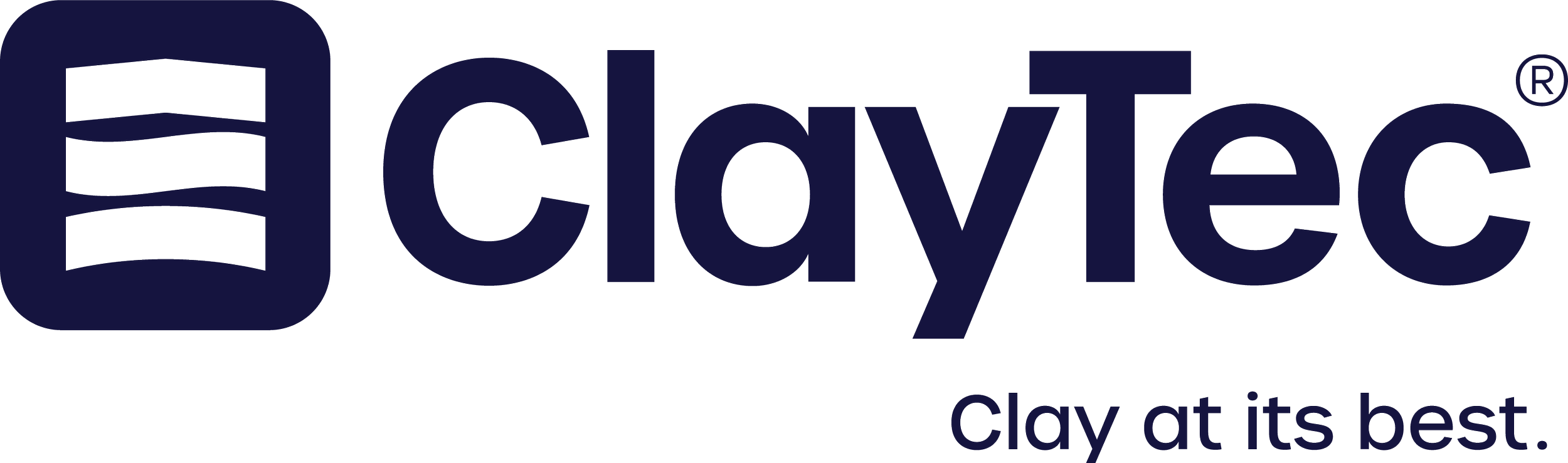 ClayeTec logo, jossa savilevyikoni ja teksti 'ClayeTec, Clay at its best'.