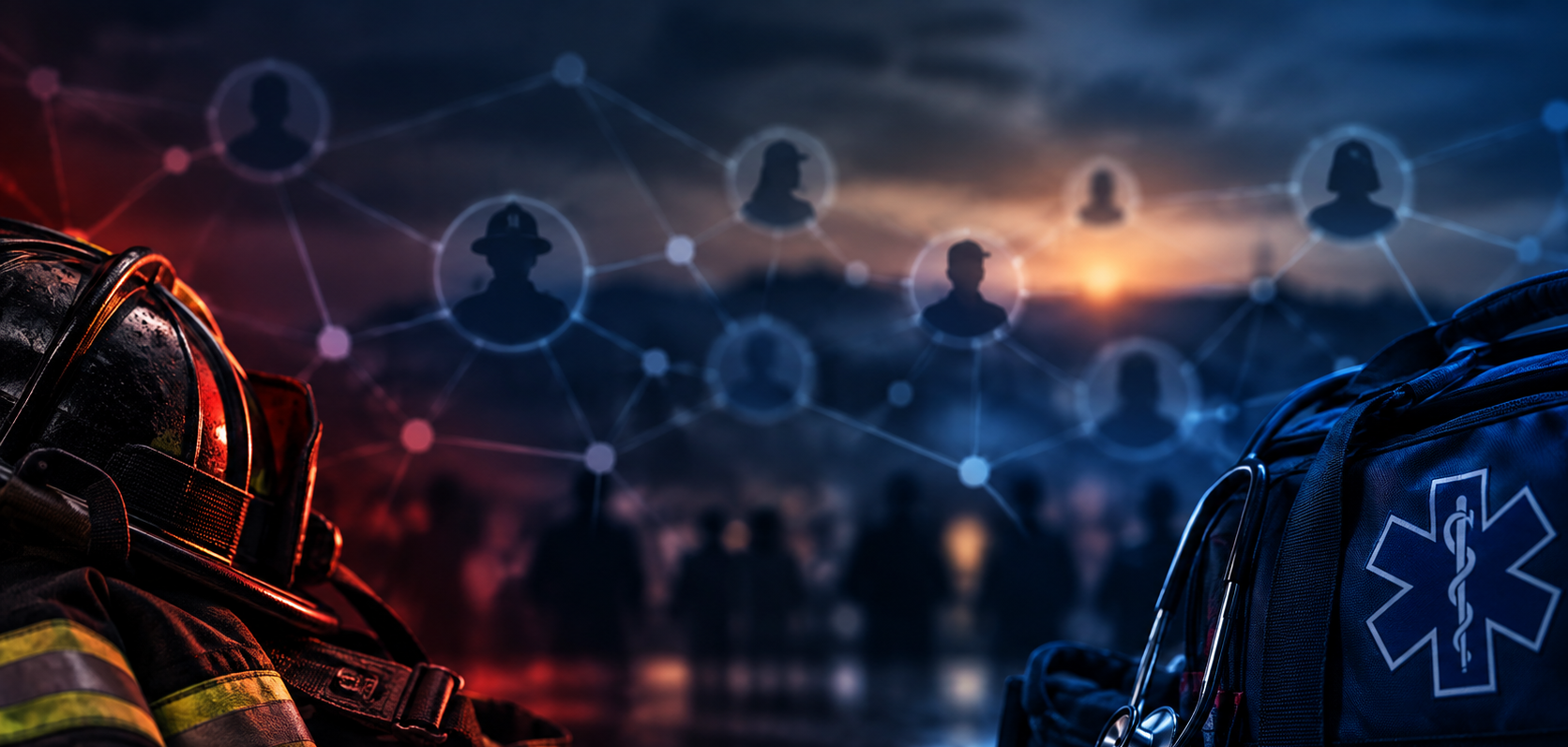 First responders connected through a network of shared experiences, representing The Lived Experience Network.
