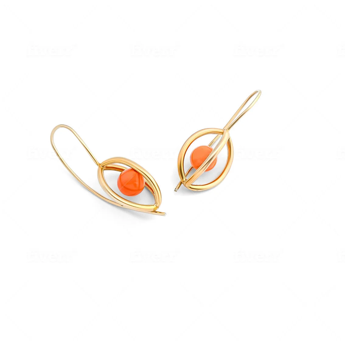 Gold and Coral Juntos Earrings - Bello Creations | London