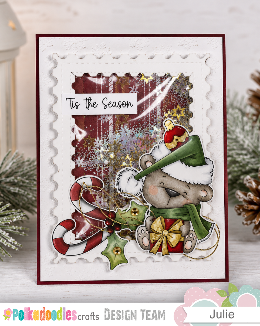Shake, Shimmer &amp; Bella Bear — A Christmas Shaker Card