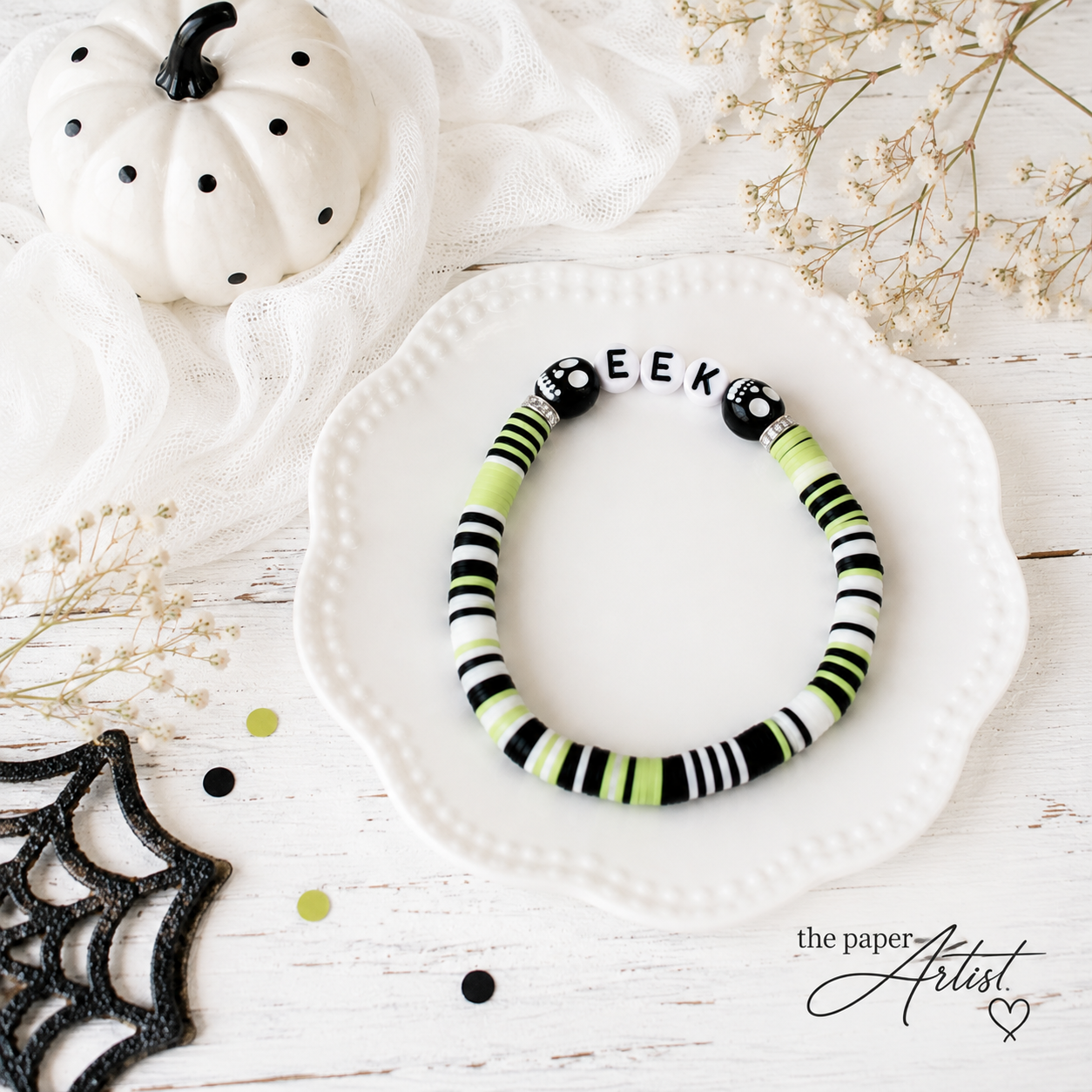 Spooky 'EEK' Halloween Beaded Bracelet