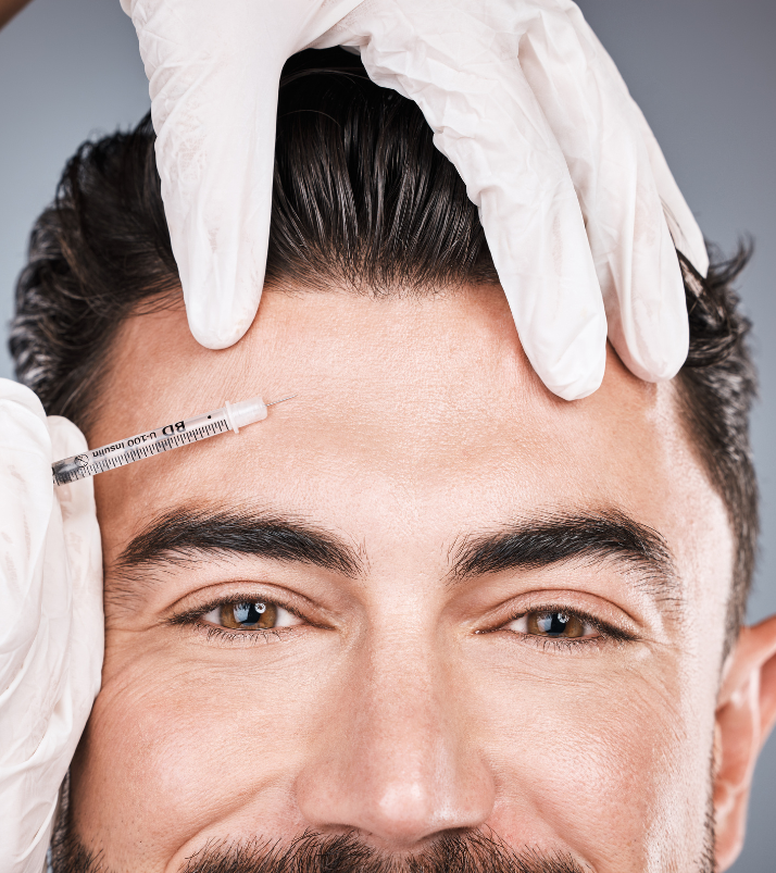 Man receiving facial PRP injection