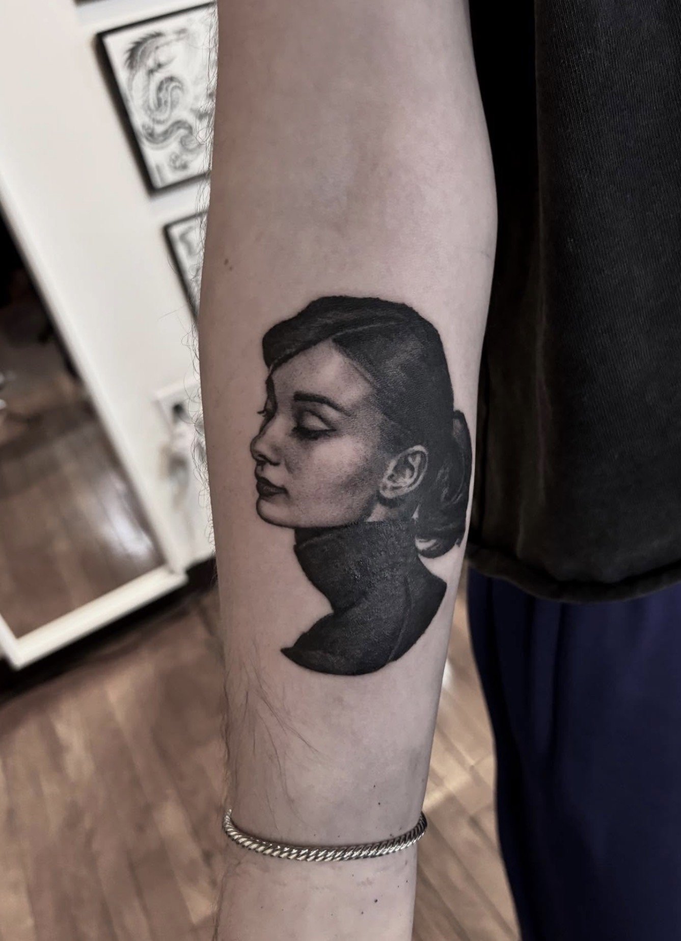 Aubrey Hepburn tattoo portrait, Philadelphia