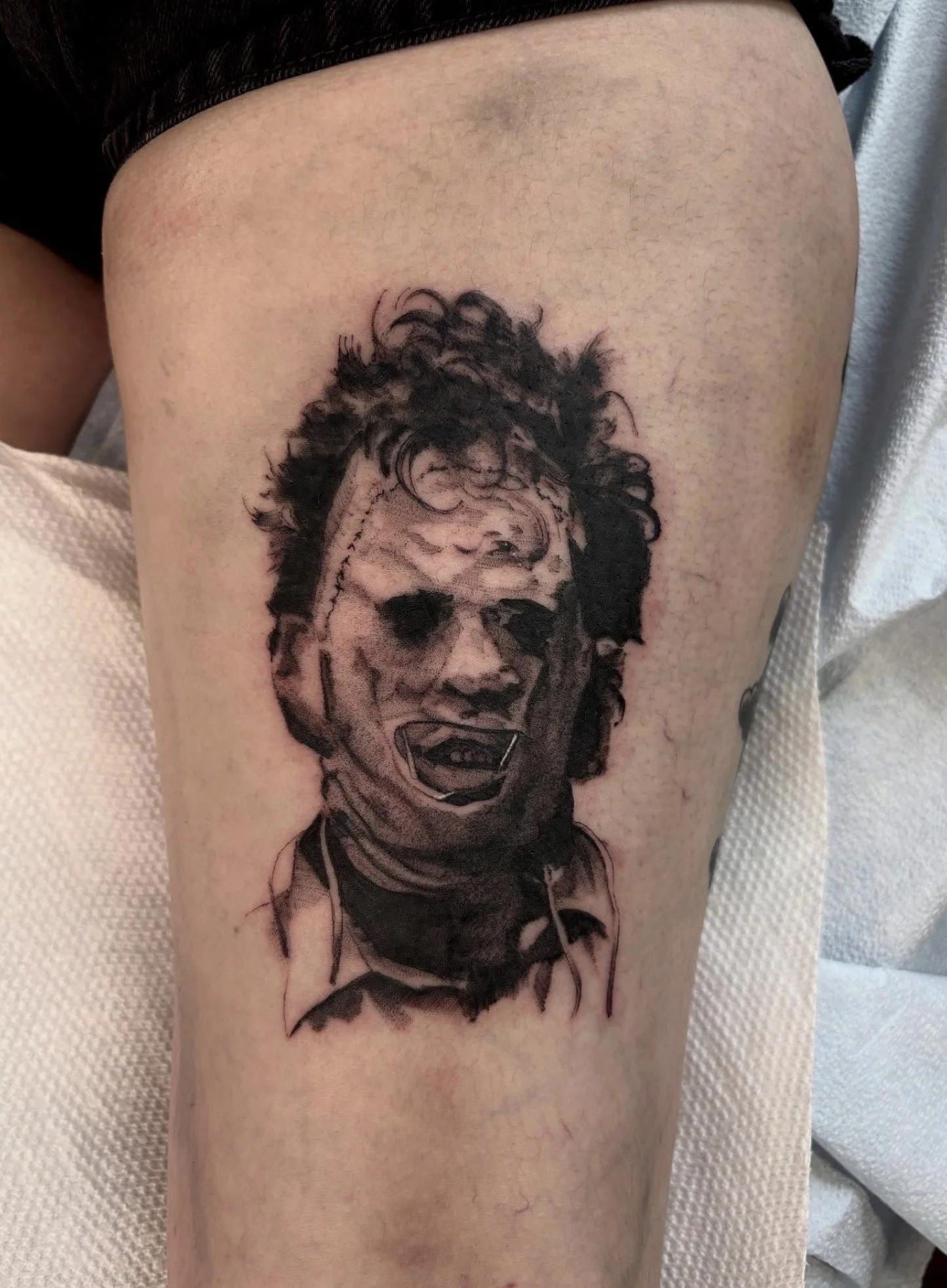 Leatherface tattoo portrait, Philadelphia
