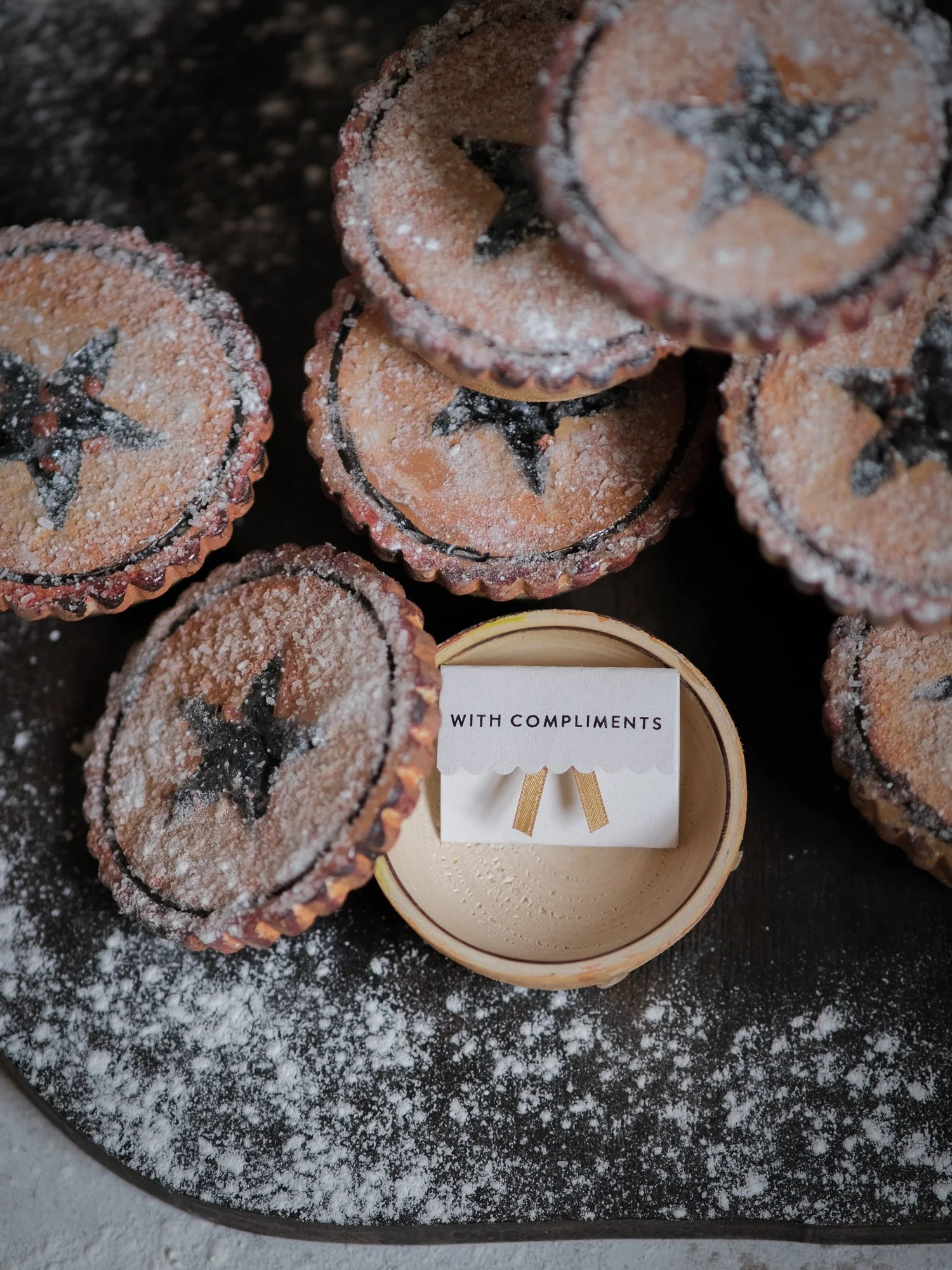 Handpainted wooden christmas mince pie with secret message