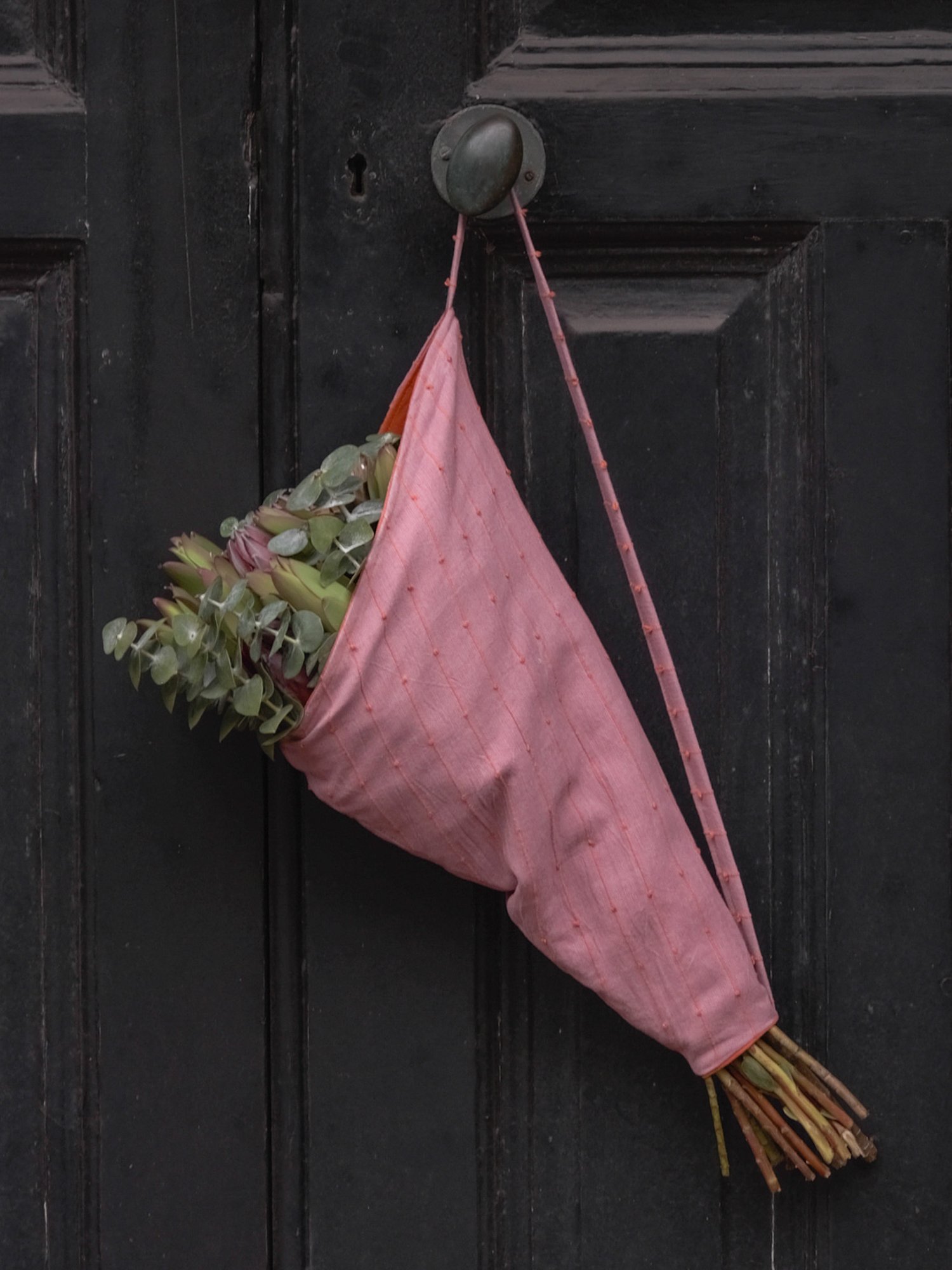 Reusable Linen Flower Bag - Pink & Orange