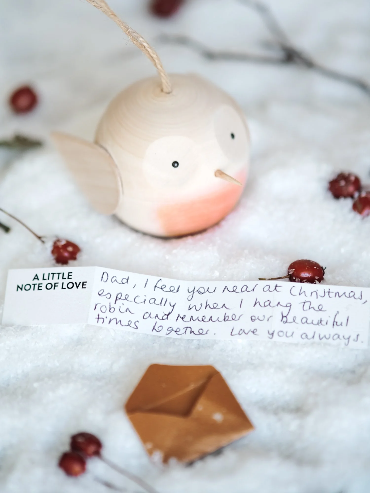 Always Near Robin Red Breast Wooden Christmas Tree Decoration