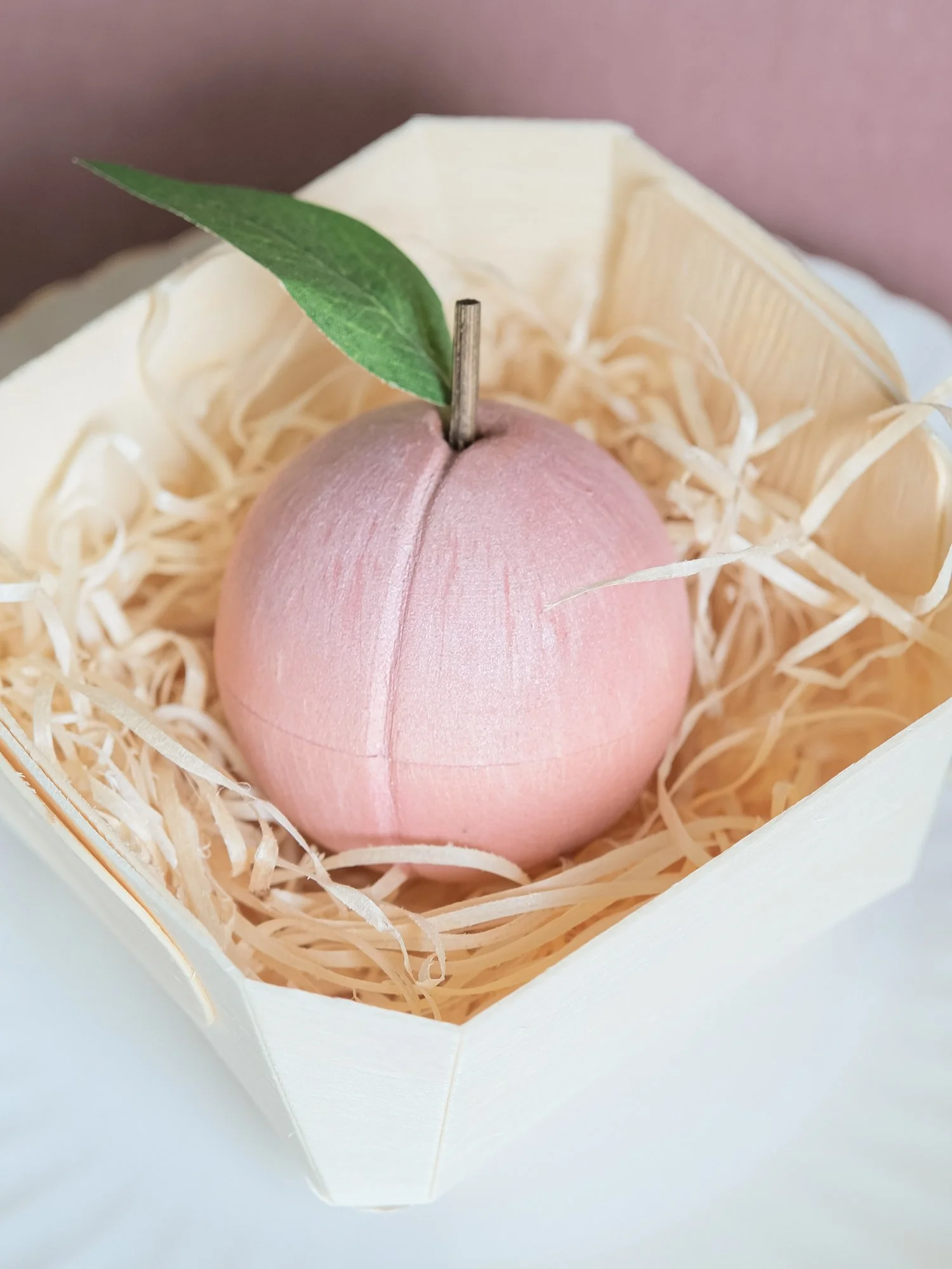 Wooden peach with secret message