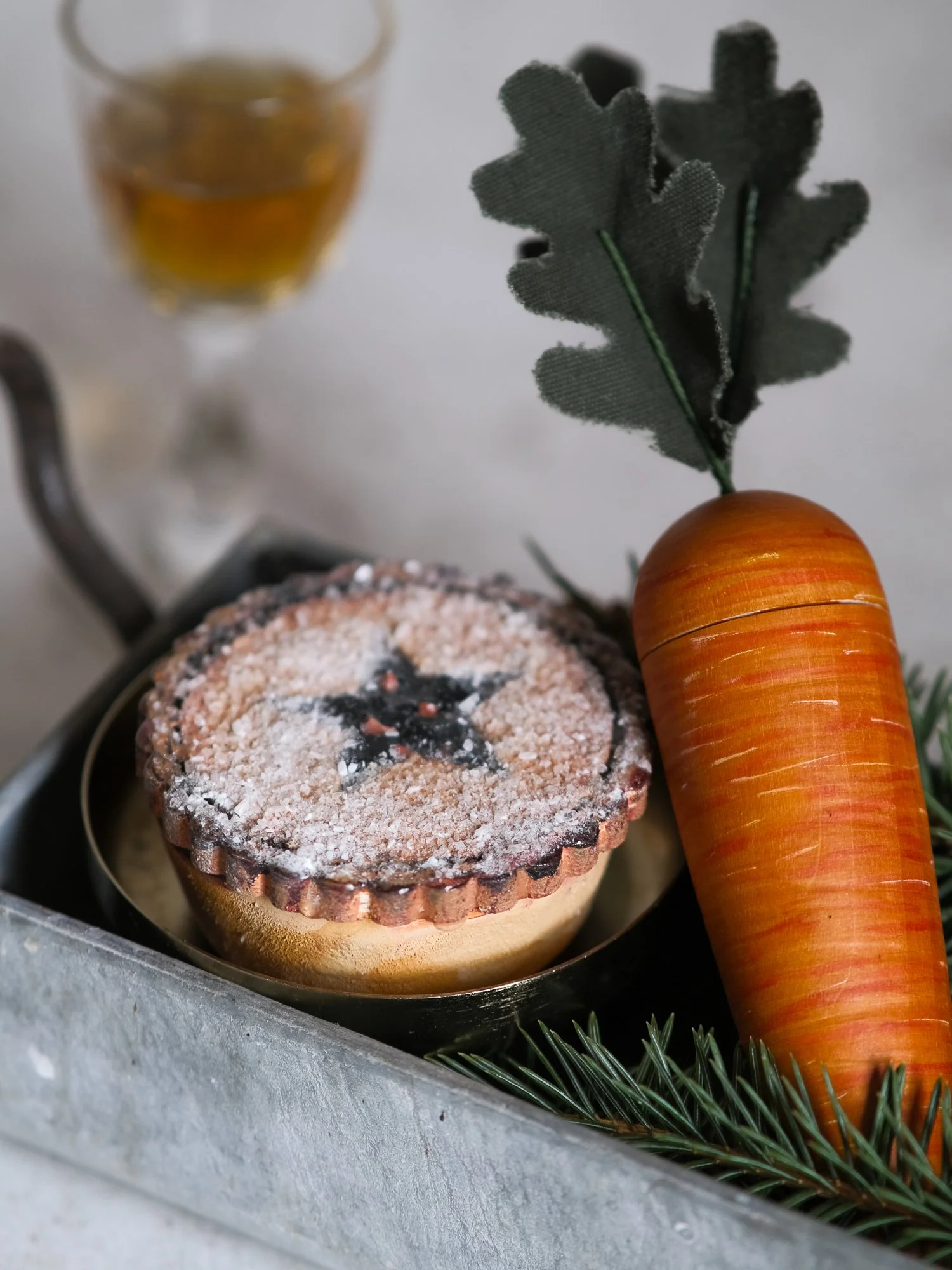 Santa's Christmas Eve Mince Pie handpainted wooden decoration
