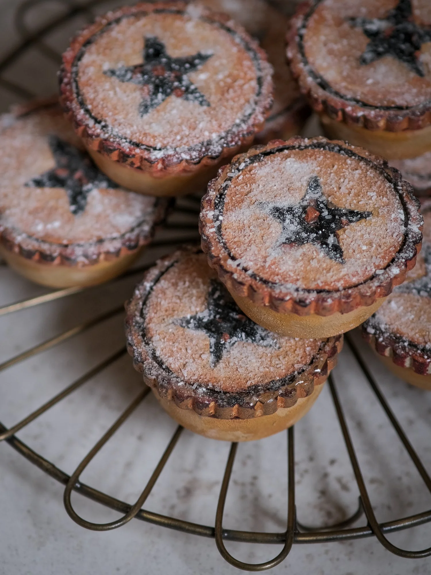 Handpainted wooden christmas mince pie with secret message