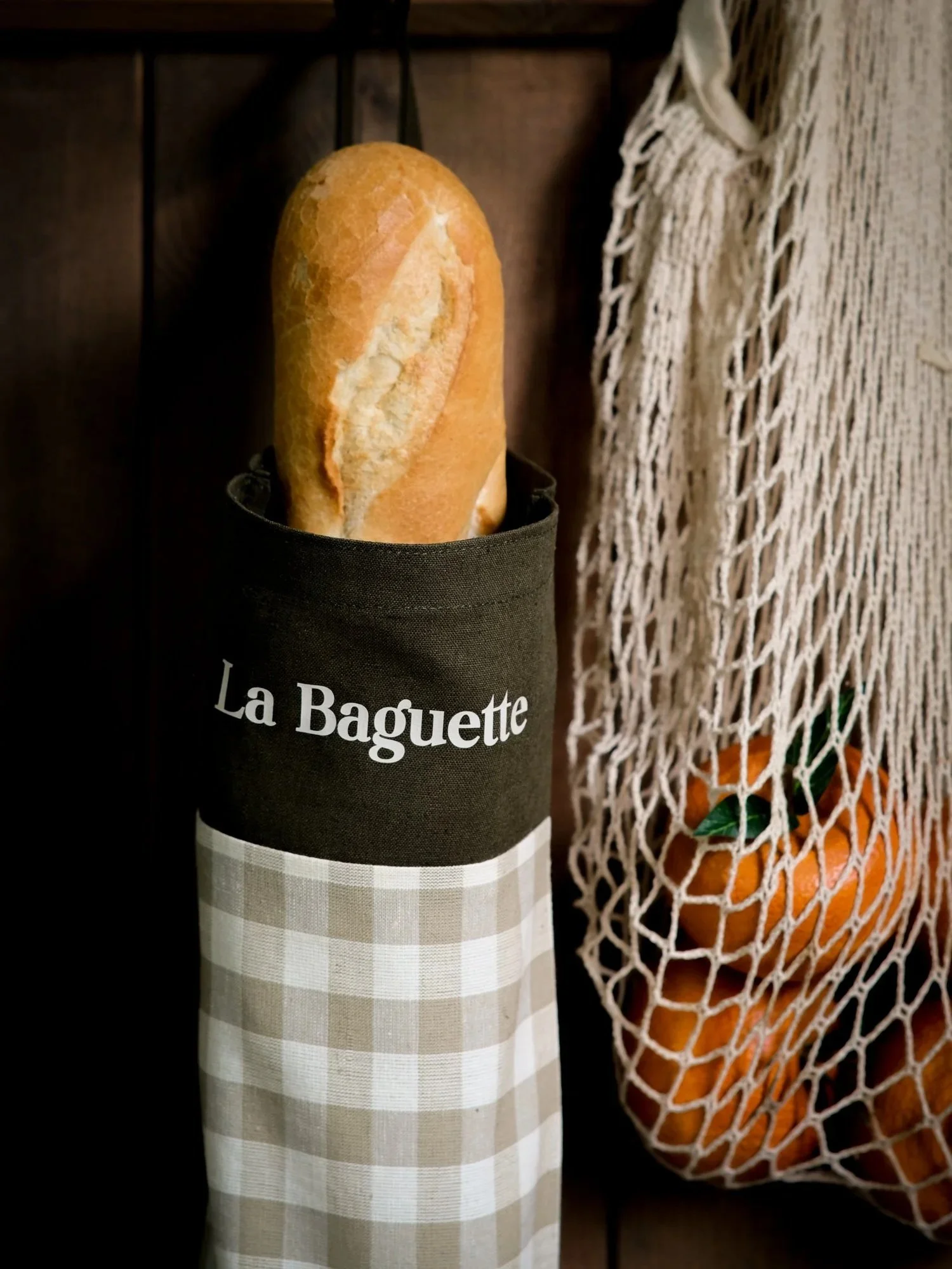GINGHAM BAGUETTE SHOPPING BAG