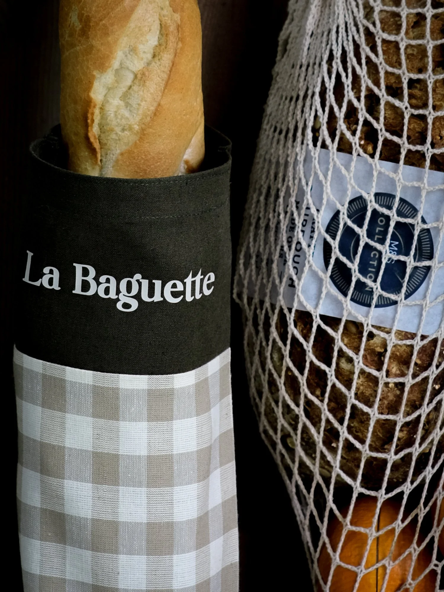 GINGHAM BAGUETTE SHOPPING BAG