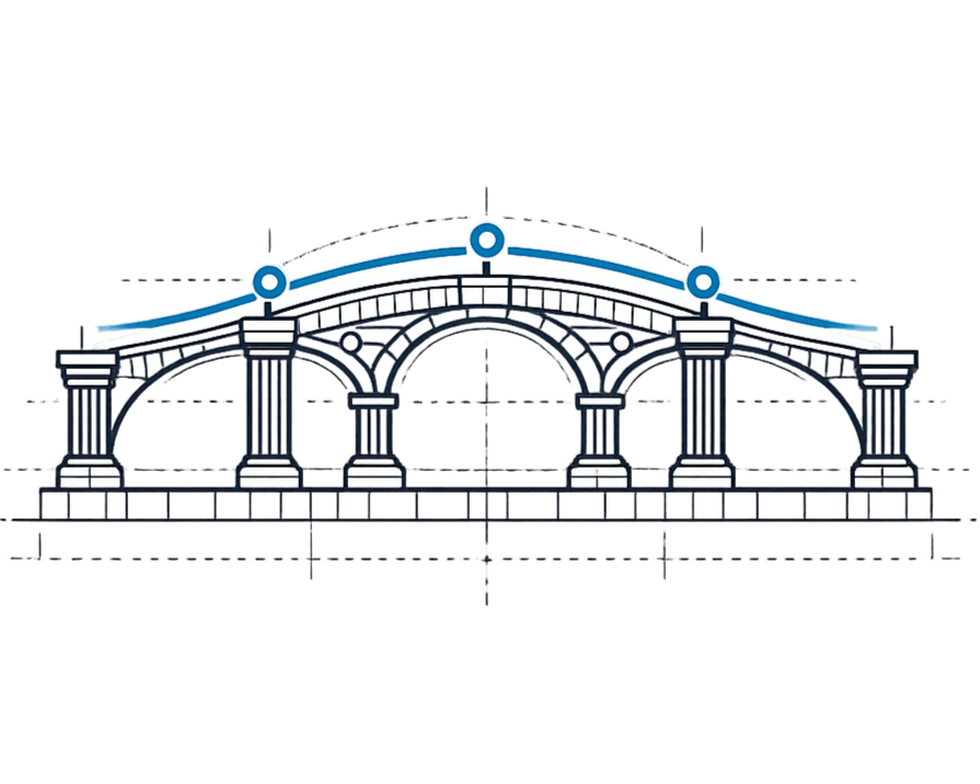 Blueprint of a large pavilion with multiple entrances, arches, and a domed roof structure.