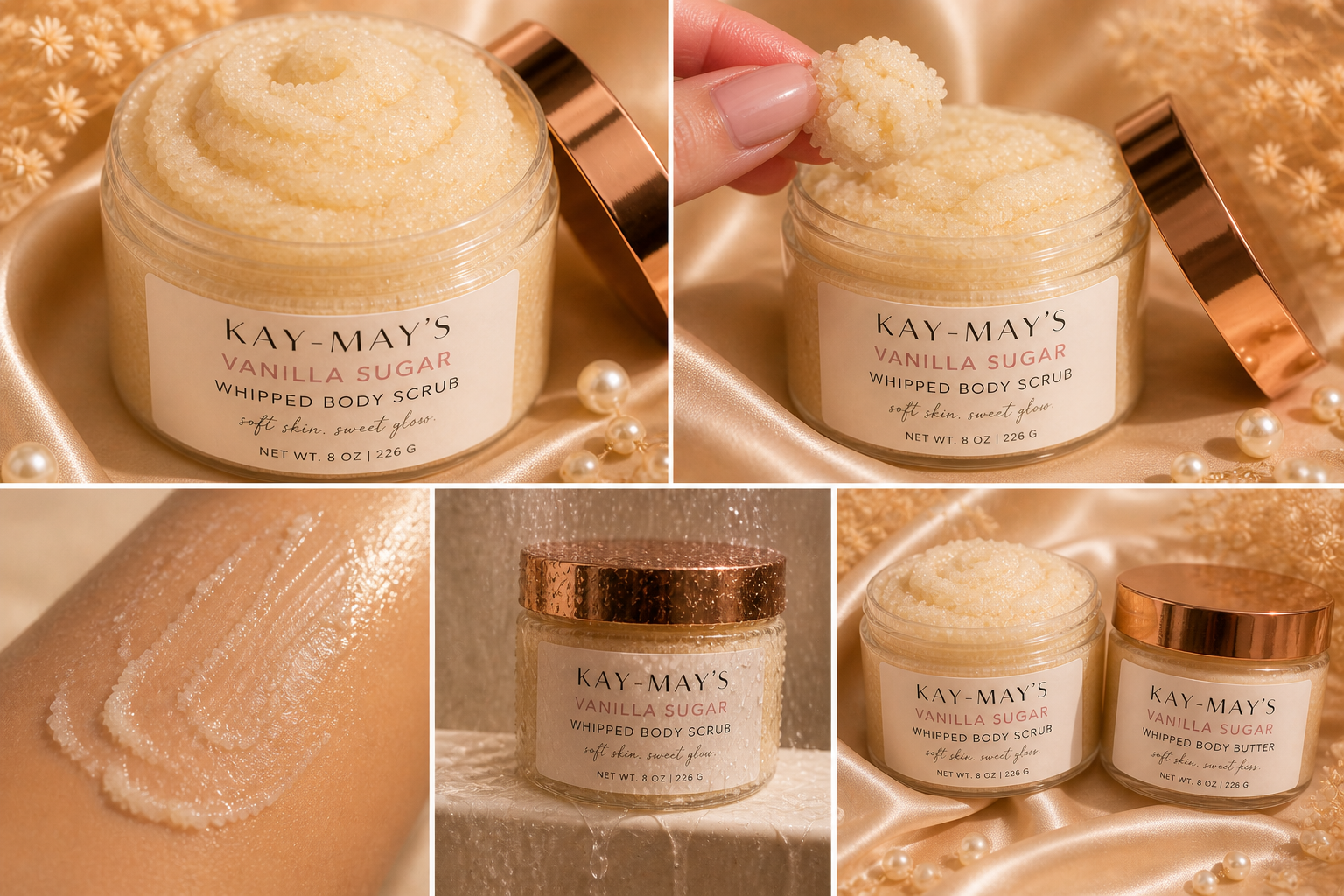 Kay-May’s Vanilla Sugar Whipped Body Scrub | Exfoliating Glow Polish