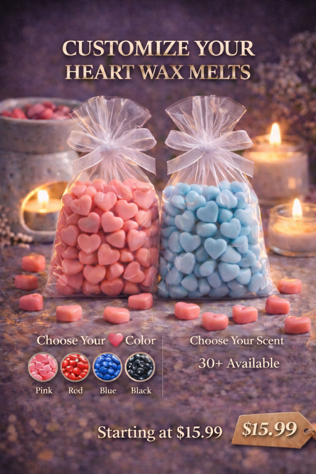 Mini Heart Soy Wax Melts – Luxury Fragrance Melts