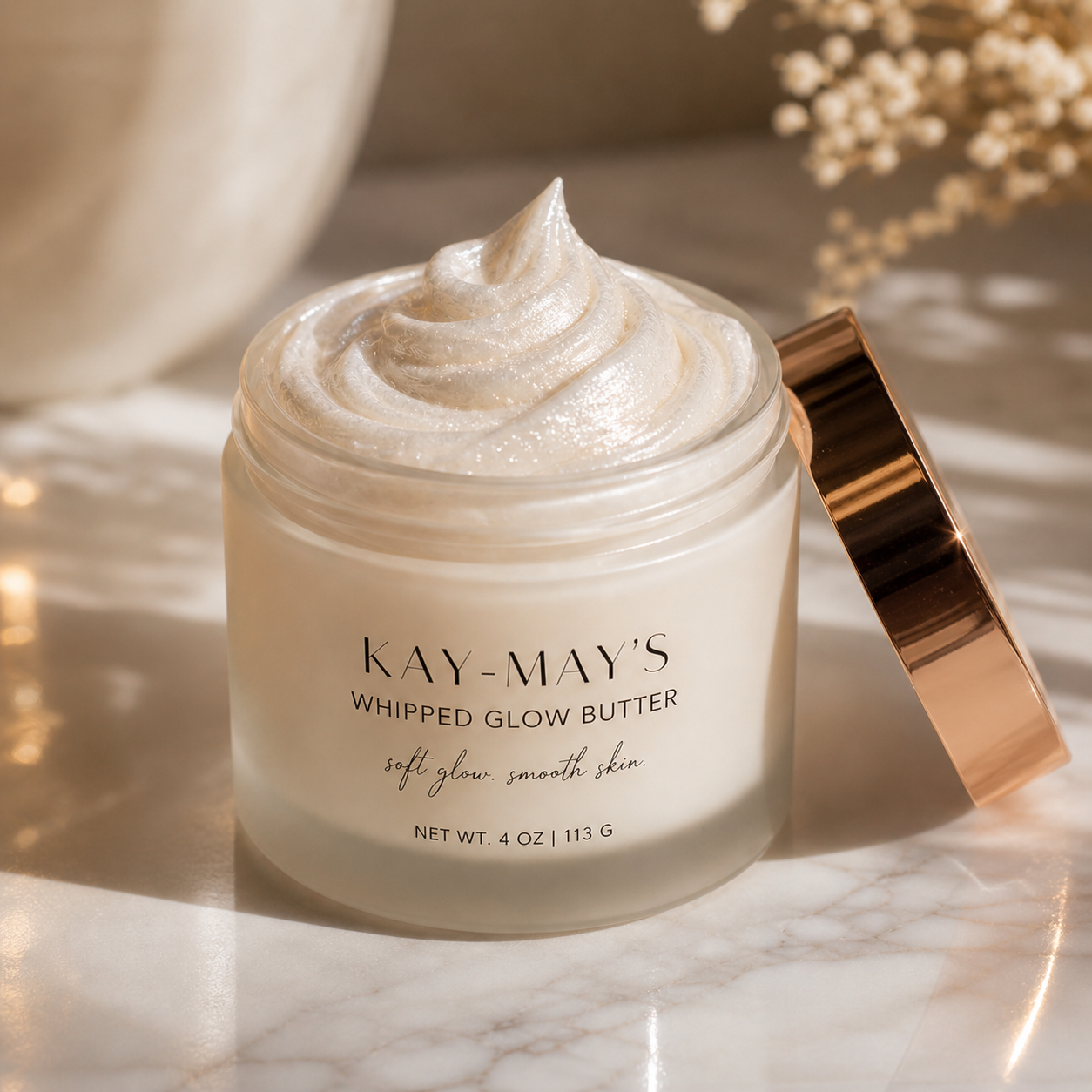 Kay-May’s Vanilla Jasmine Whipped Glow Body Butter | Soft Shimmer Moisturizer