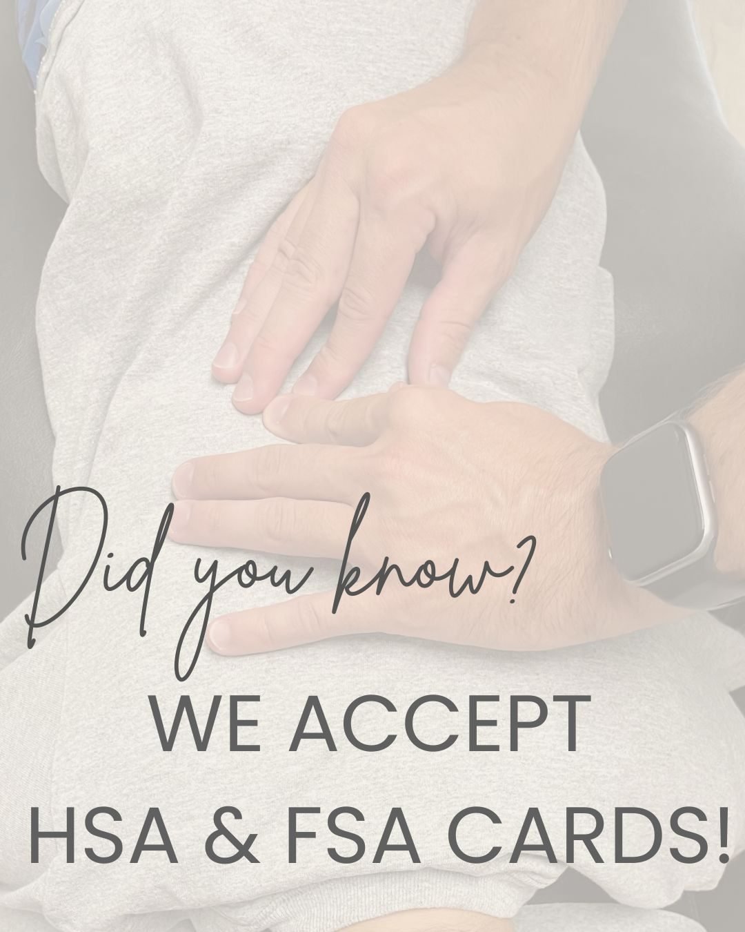 The end of the year is almost here, and many HSA/FSA funds don&rsquo;t roll over. Good news - we accept HSA cards!
If you&rsquo;ve been needing an adjustment or wanting to get back on track with your care plan, now&rsquo;s the perfect time.

Book you