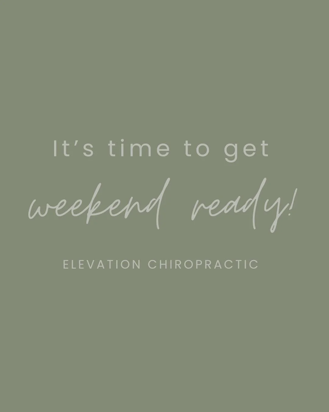 It&rsquo;s time to get weekend ready 🙌 After a long week, your body deserves to reset, recharge, and feel its best. Whether you&rsquo;ve got plans, workouts, or need to relax&mdash;how you feel going into the weekend matters.

Chiropractic care help