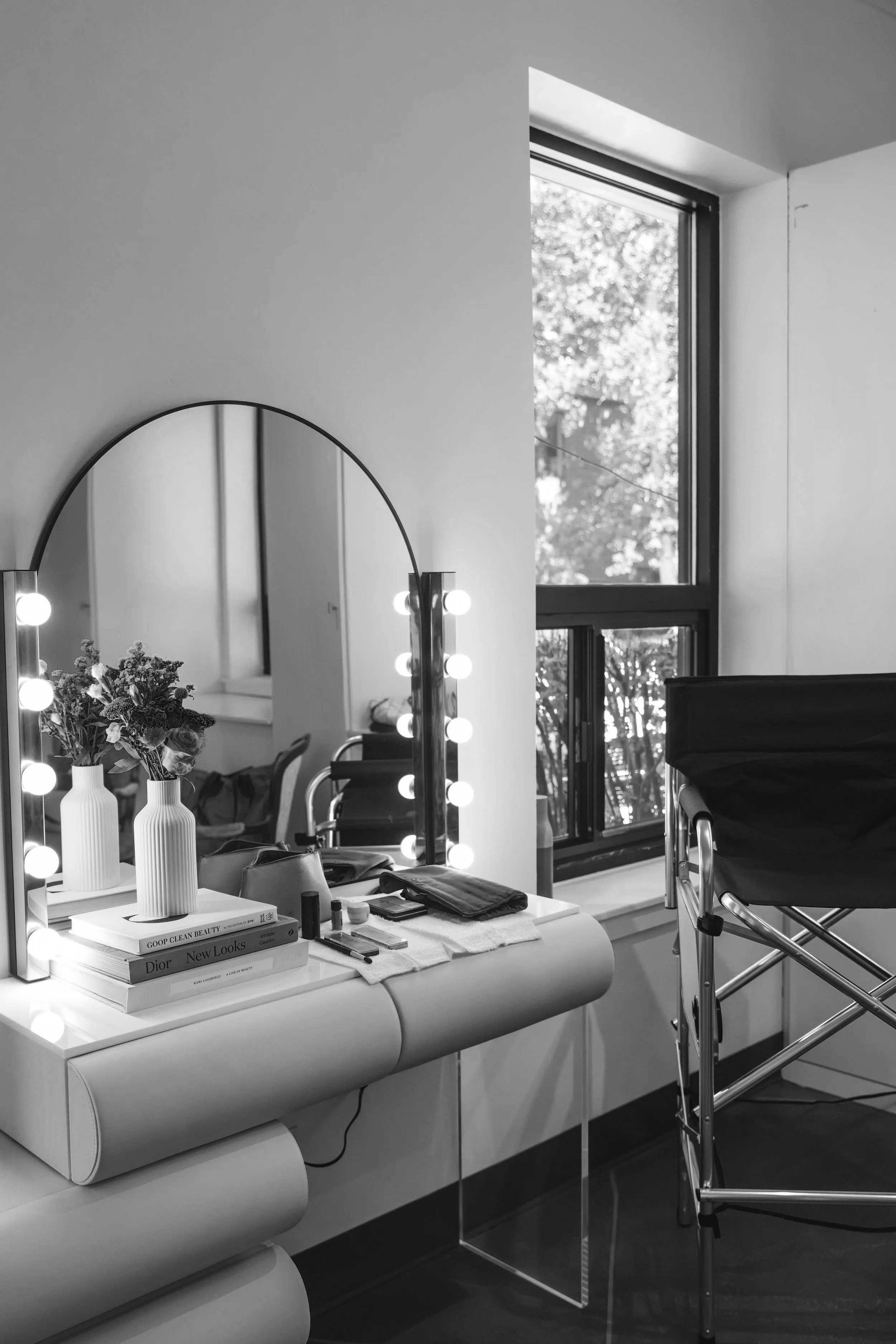 Hair and makeup station in the DistriktF Park City Photo Studio Rental.