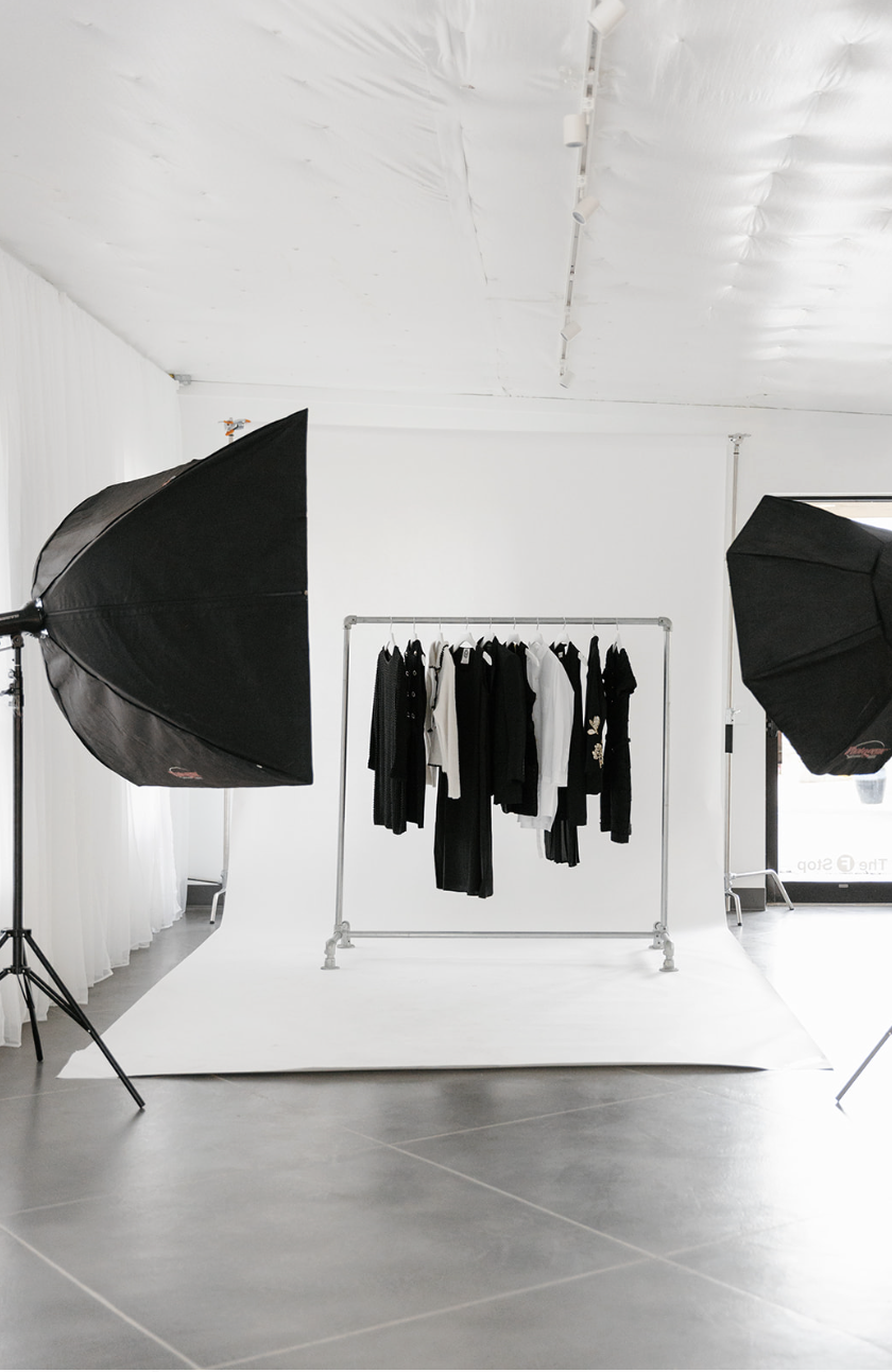 Bright and clean photo studio with a white background. DistriktF Park City Utah Rental Space.