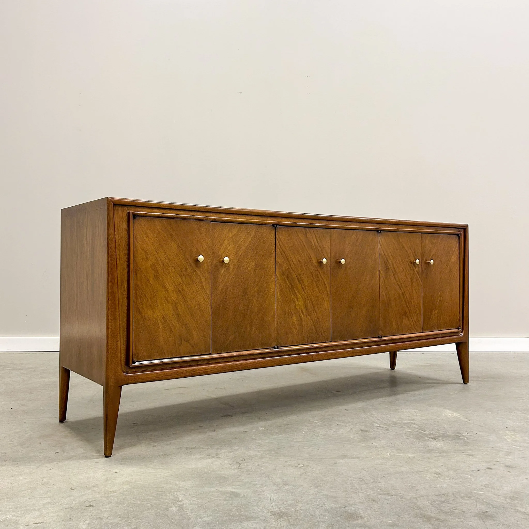 Mount Airy Mid Century Modern Walnut Hutch and Credenza