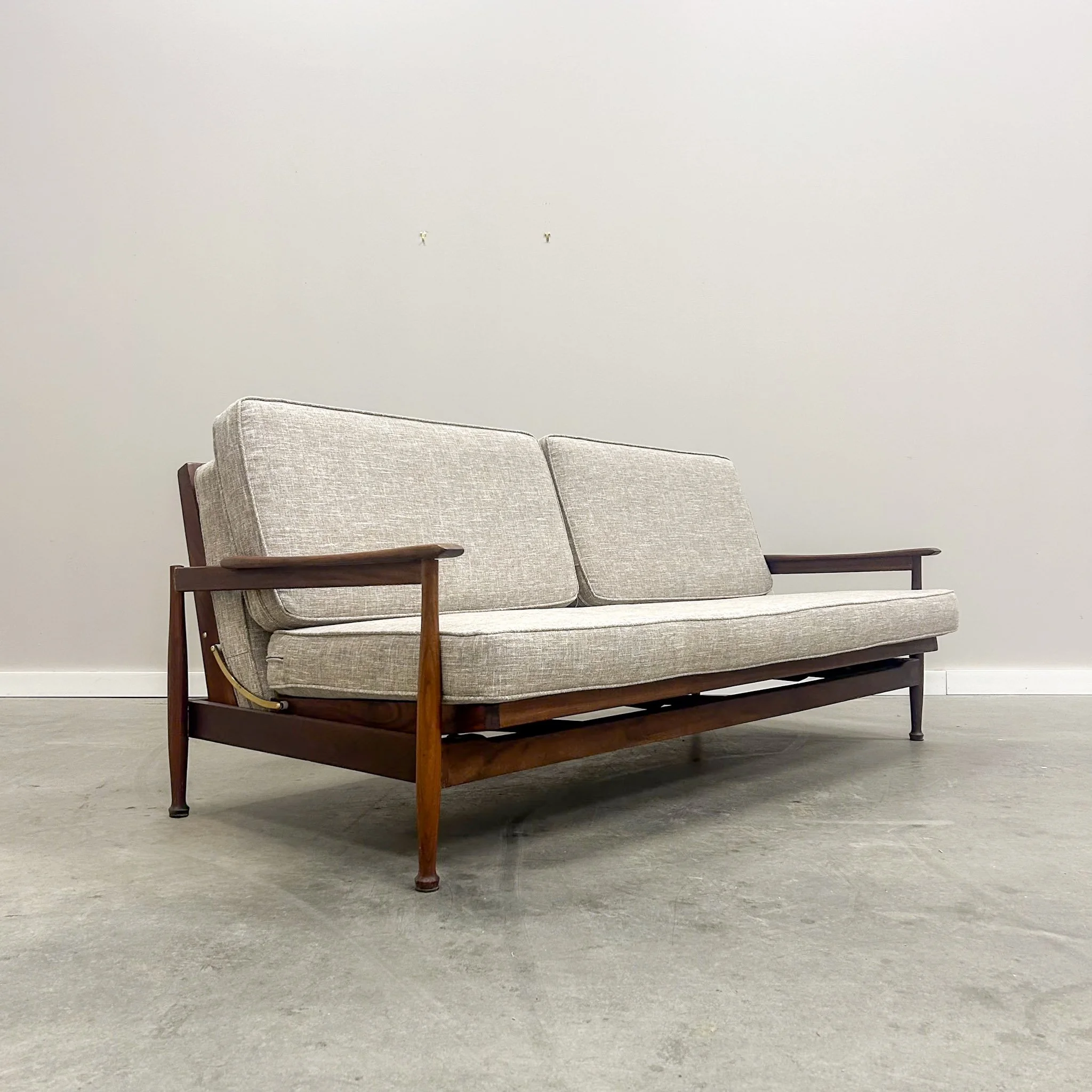 Guy Rogers Manhattan Mid-Century Modern Sofa Bed with Solid Walnut Frame