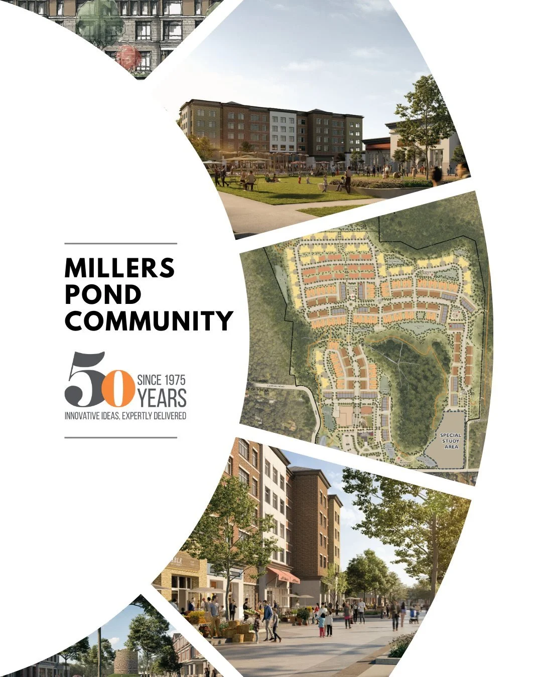 Millers Pond reimagines 144 acres of former golf course into a vibrant, walkable community. With preserved woodlands, 3+ miles of trails, and a lively Village Center, MBTW&rsquo;s vision brings people, nature, and legacy together.

3D Rendering Photo
