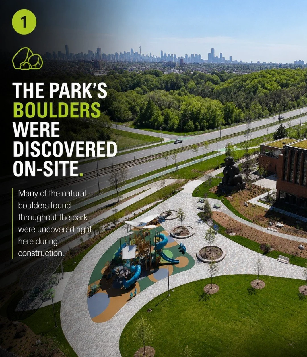 Introducing Big Bear Park at Don Mills &amp; Eglinton. 🐻

A new public space where landscape, play, and public art come together to create a vibrant destination for the community.

We're proud to have helped bring this project to life. Swipe through