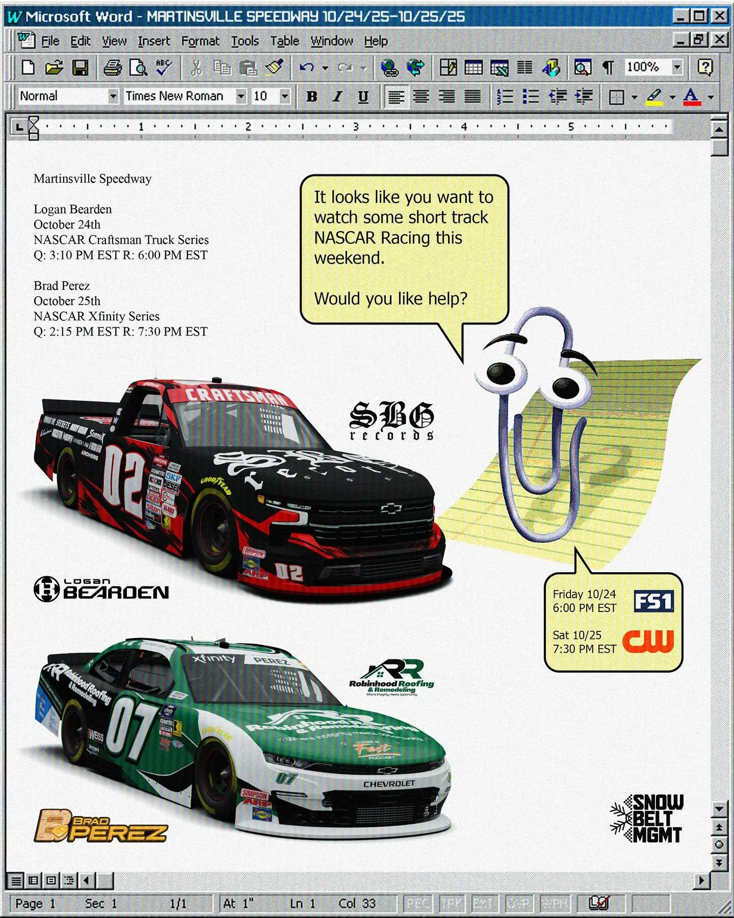 Heading to the paperclip this weekend with @logan_bearden and @uhbrad!