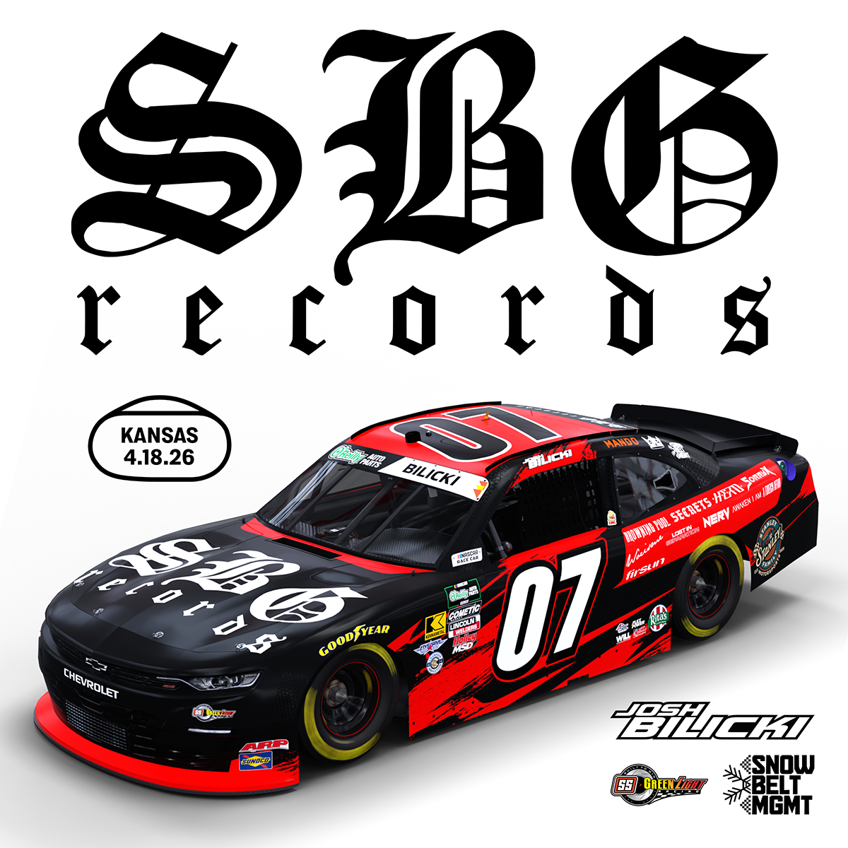 SBG RECORDS JOINS JOSH BILICKI AT KANSAS MOTOR SPEEDWAY