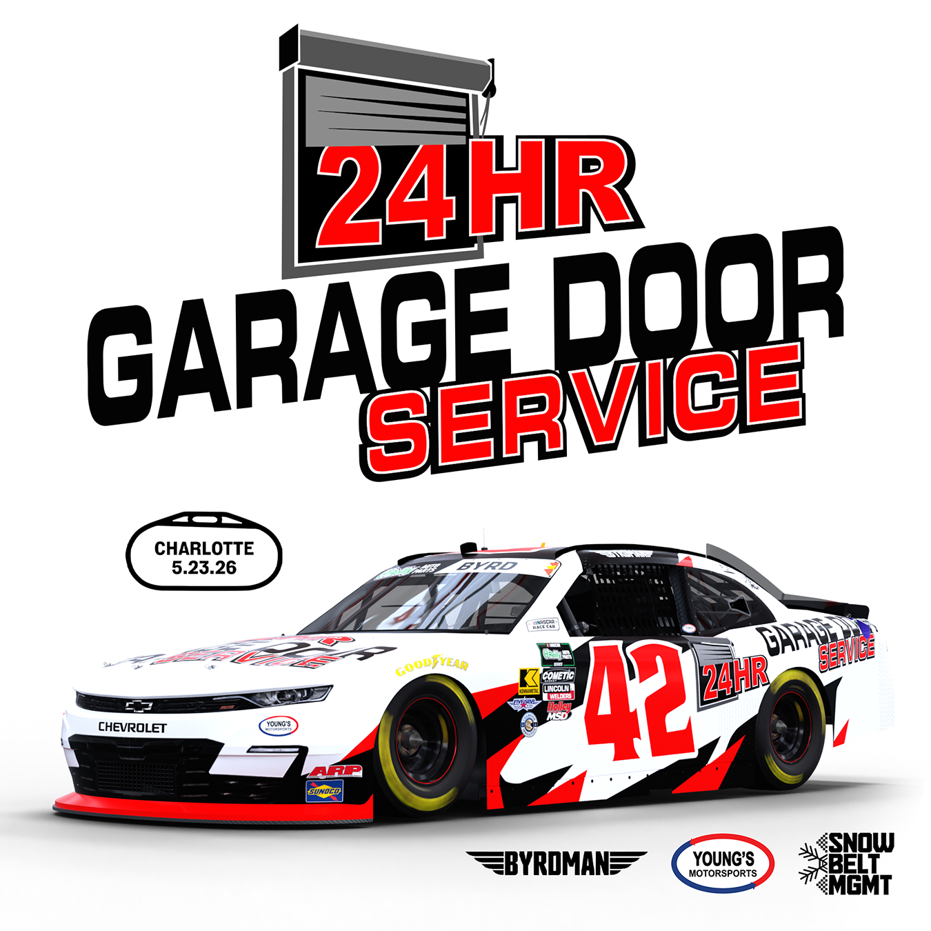 NATHAN BYRD AND 24 HR GARAGE DOOR SERVICES TEAM UP AT CHARLOTTE