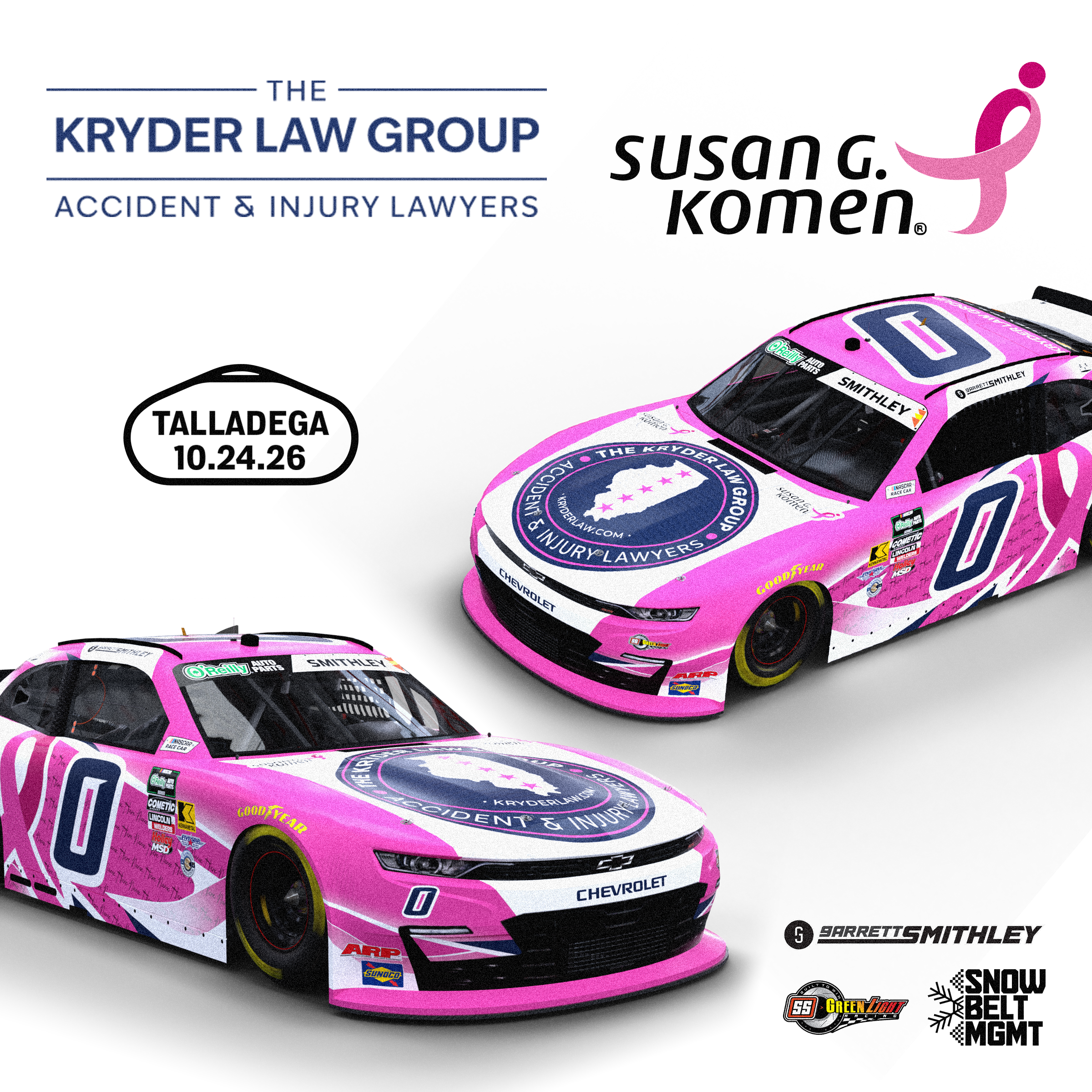 GARRETT SMITHLEY TEAMS UP WITH THE KRYDER LAW GROUP TO RACE TOWARDS A CURE WITH FOR SUSAN G KOMEN