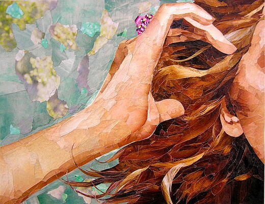 "Familiar Gestures"
I notice how all people use pretty much the same familiar unconscious gestures to express emotion. Including this one that actress Kristin Stewart made famous, the "hair tuck" behind the ear.
8" x 10" Upcycled magazine paper on il