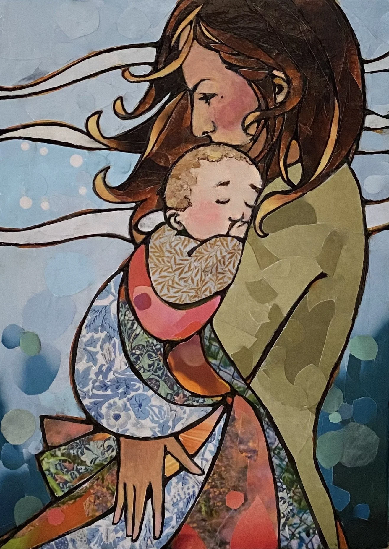 "Deep Love"
   This piece was created as a gift for a dear friend who was about to give birth to her first child. Although it has been a challenging time for this couple to get to this point, they have bravely seen each struggle as a learning experie