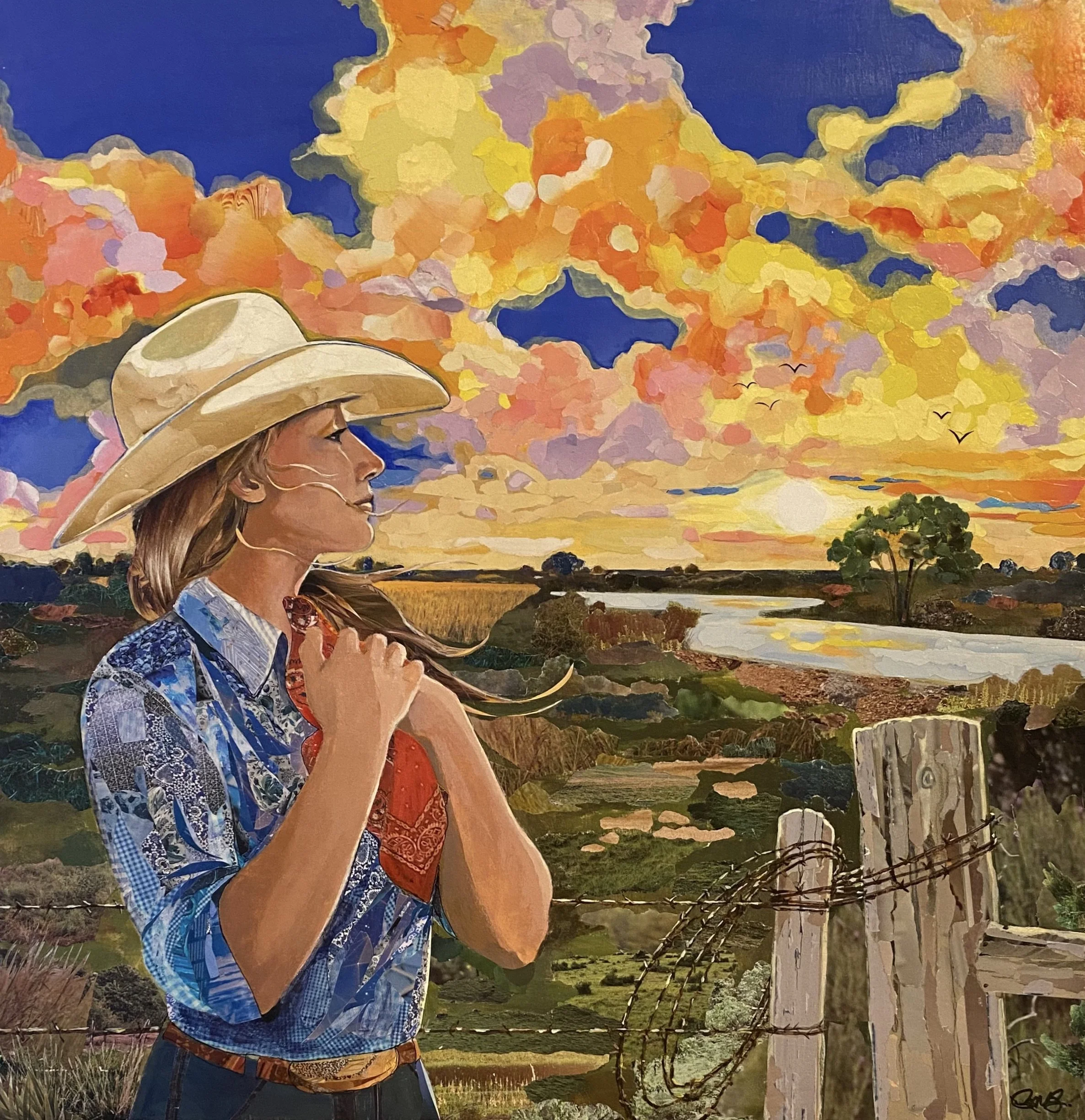 "Land That I Love"
     No matter what state we've lived in, there has always been beauty to see. I feel so blessed to live in this wonderful land. God Bless America!
24" x 24" Upcycled paper mixed media on wood panel
*Original is Available- Contac