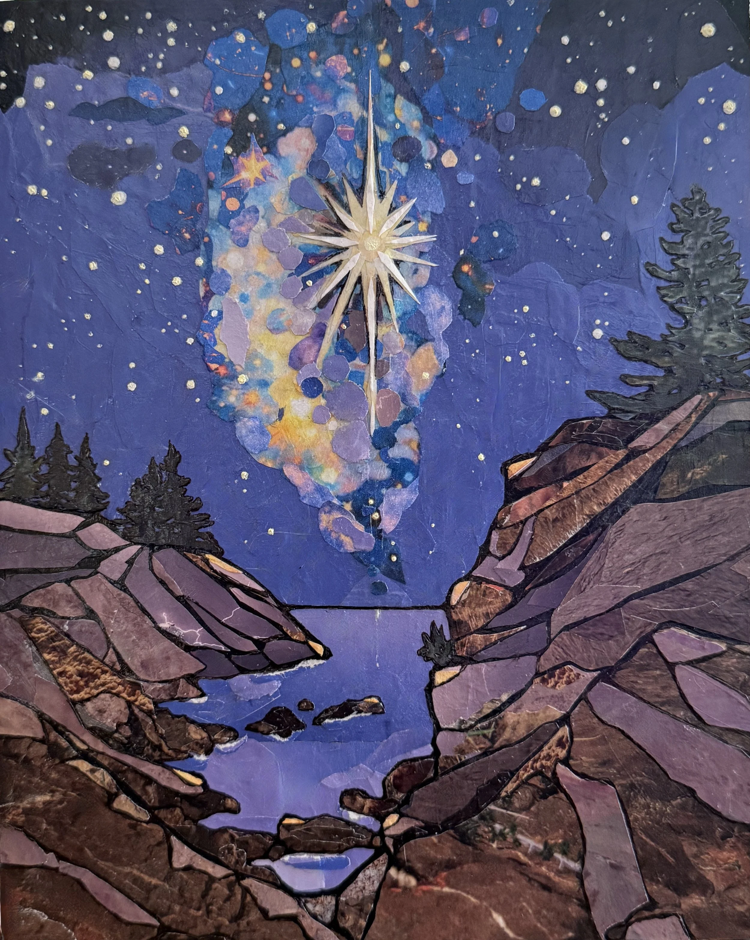 The Star of Bethlehem shines down from a starry night sky on the Maine coast as it may have looked long ago at Jesus Christ's birth. Merry Christmas!