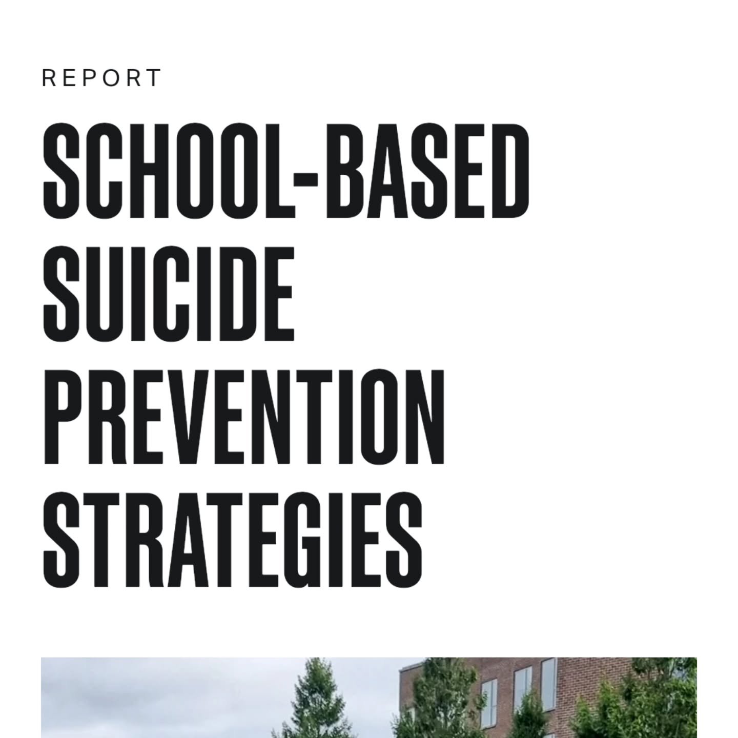 If you work in a school or know someone who does, please share this report as it can literally save lives.  My experience is on page 17 if you want to know why this is such an important and personal issue.  You can download the report at https://www.