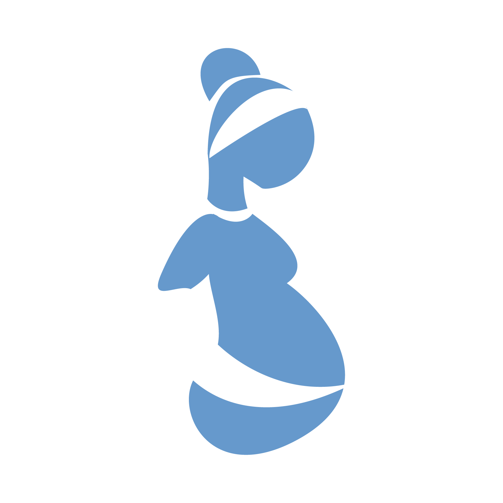 Blue icon in the silhouette of a pregnant person with an arm around their belly and their head pointed subtly downwards.