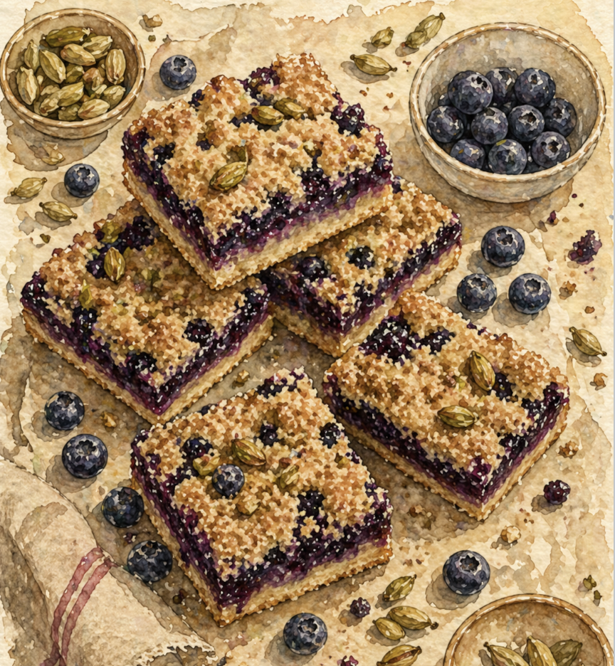 Blueberry Cardamom Crumble Bars