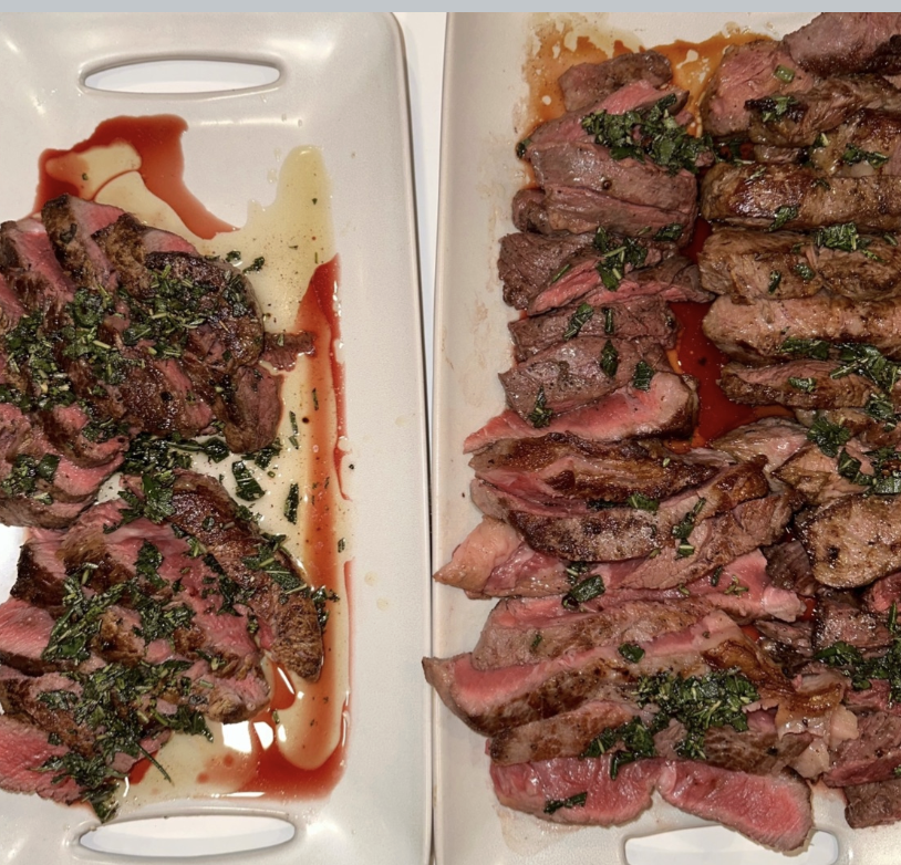 Grass-fed steak with black garlic butter 
