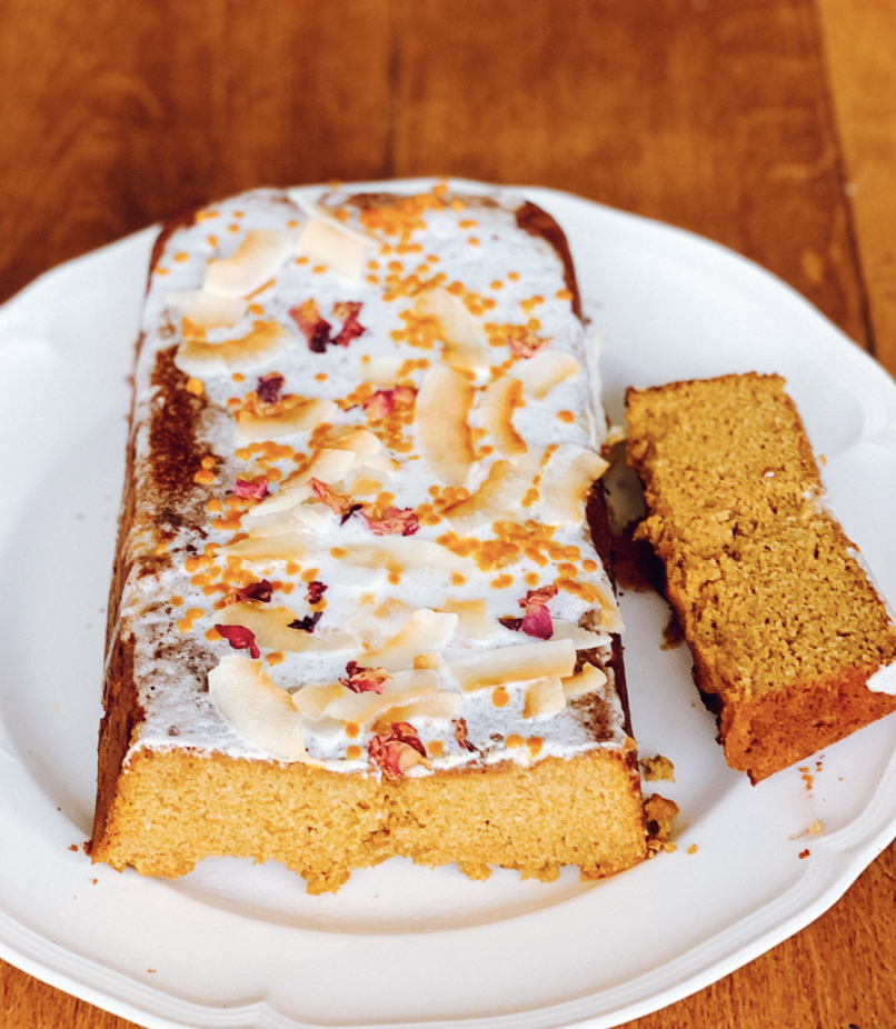 Spiced Coconut Flour Pumpkin Bread with Coconut Cream Glaze
